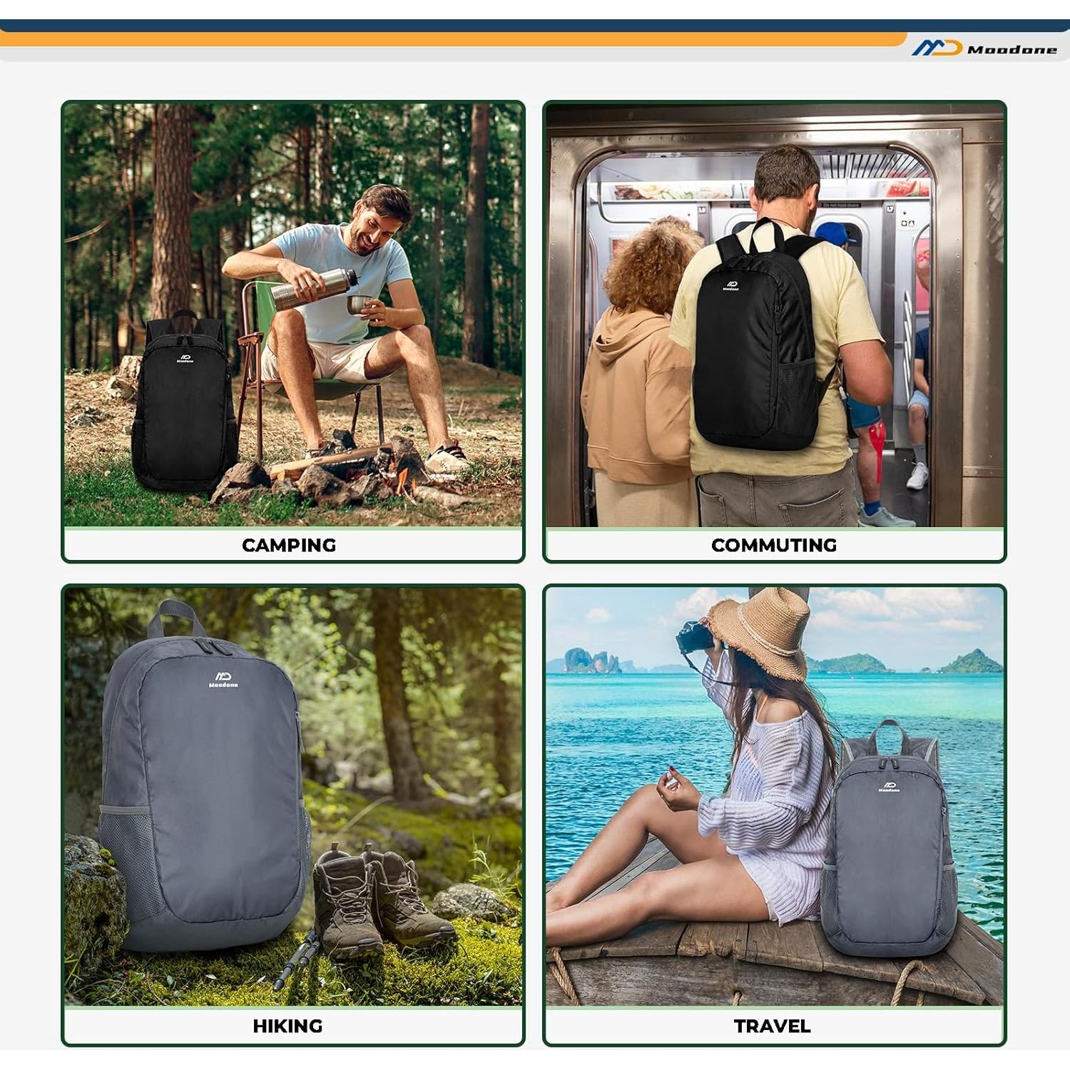 Mochila Plegable Ligera 30L Gris - Compacta Impermeable para Senderismo