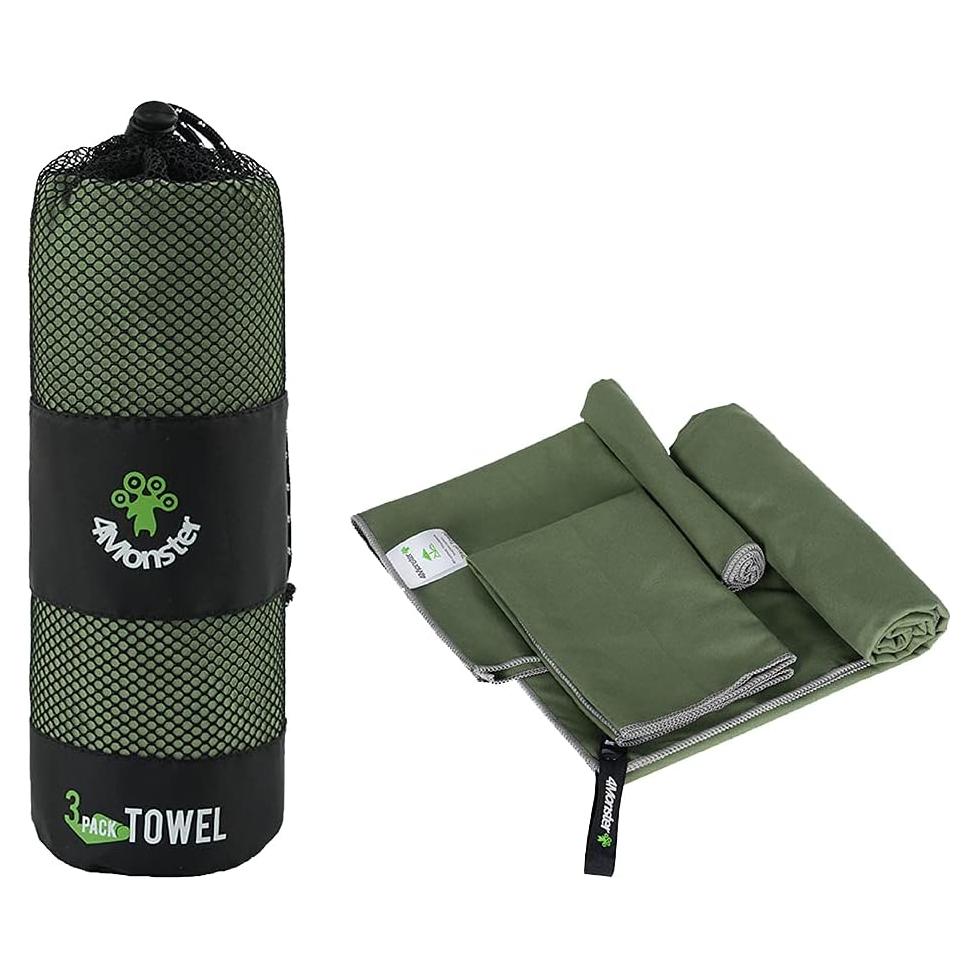 Toallas de Microfibra 4Monster - 3 Tamaños Compactos para Viaje