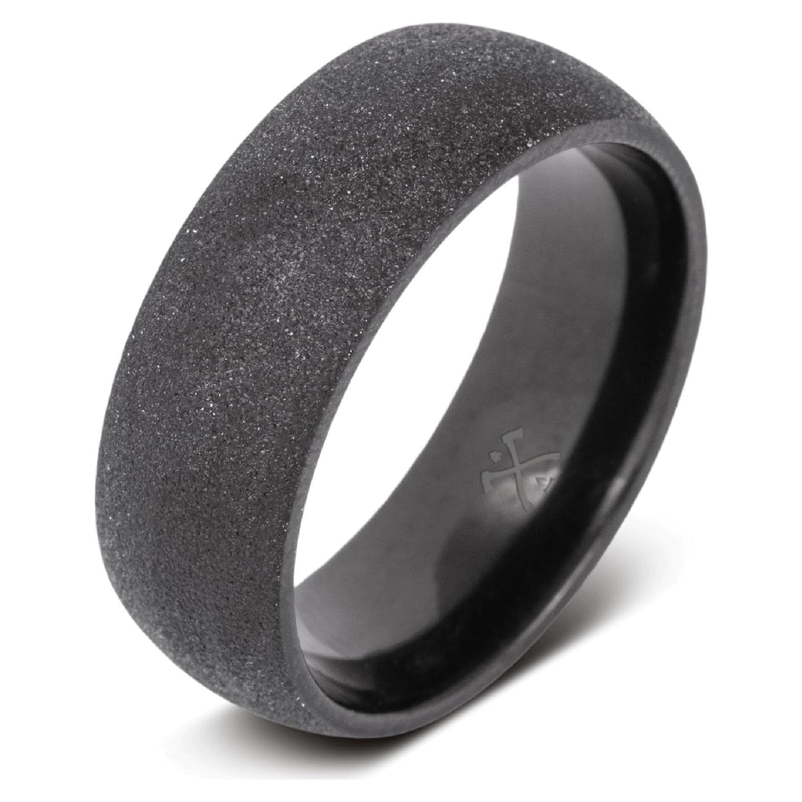 Anillo de boda de tungsteno negro Manly Bands 8 mm con circonio