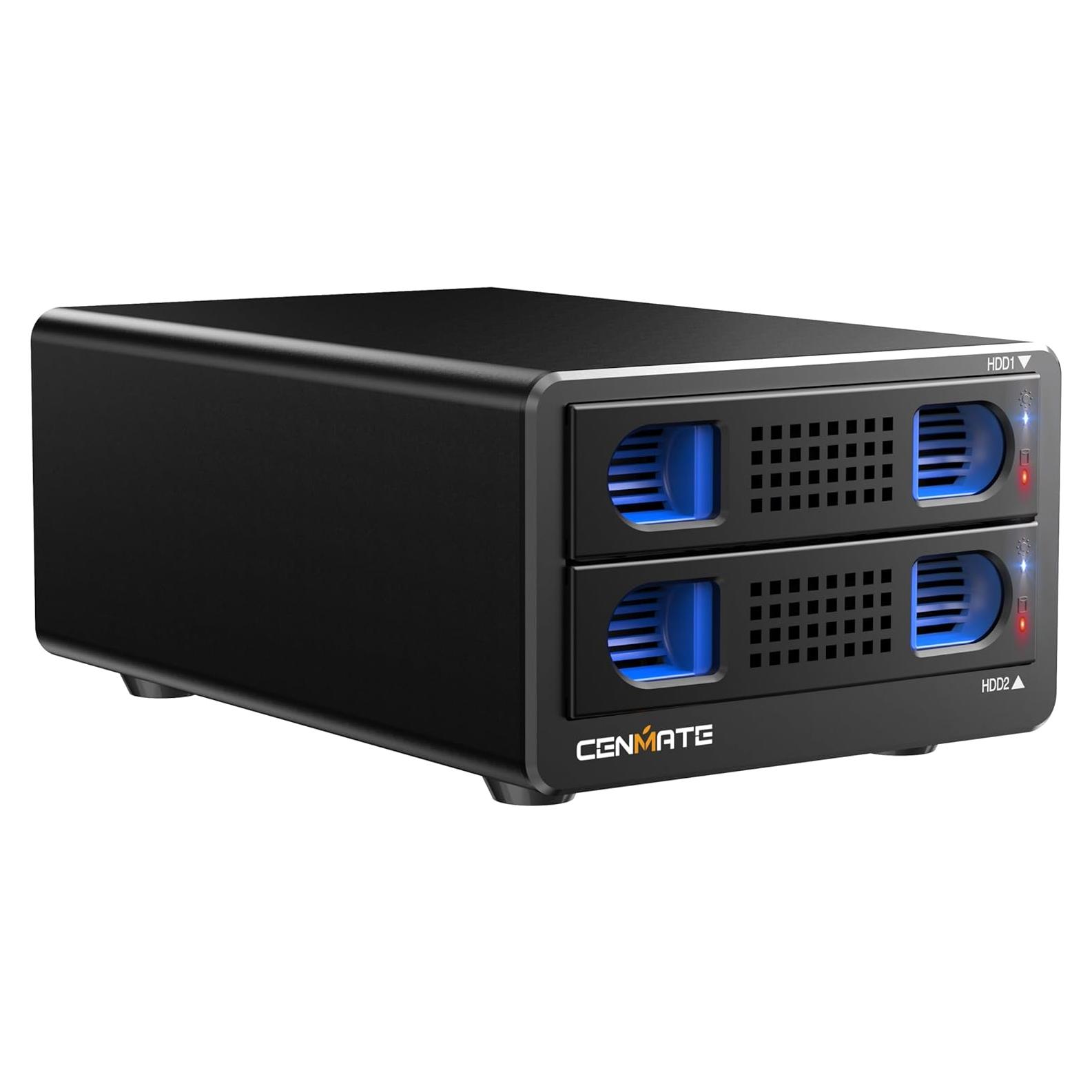 Caja Doble para Disco Duro Cenmate 2 Bahías 10Gbps USB 3.2