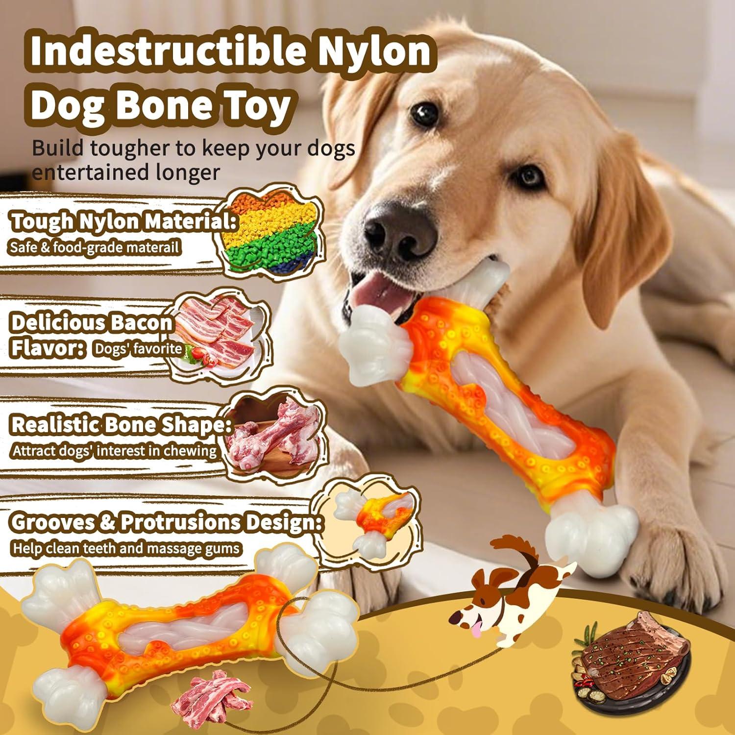 Juguete Indestructible para Perros Hanarook Hueso Naranja 19cm