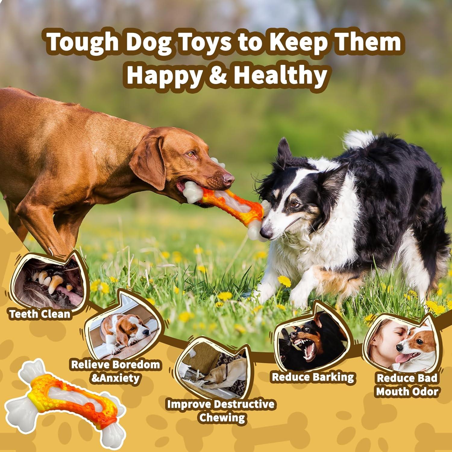 Juguete Indestructible para Perros Hanarook Hueso Naranja 19cm