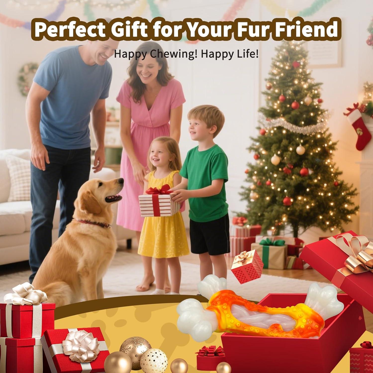 Juguete Indestructible para Perros Hanarook Hueso Naranja 19cm