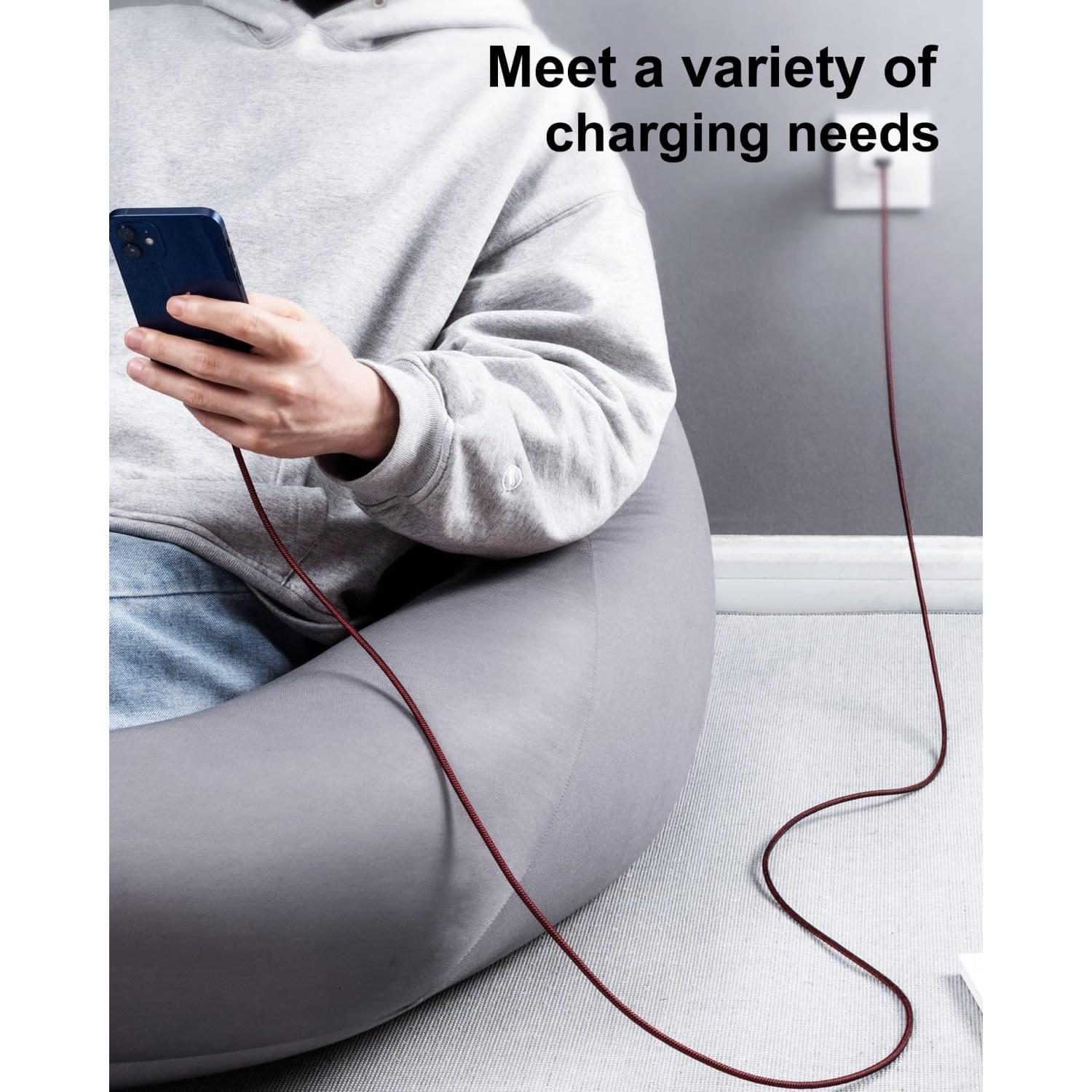 Cable de Carga Rápida UYOUNG 3Pack 6FT USB a Lightning Rojo