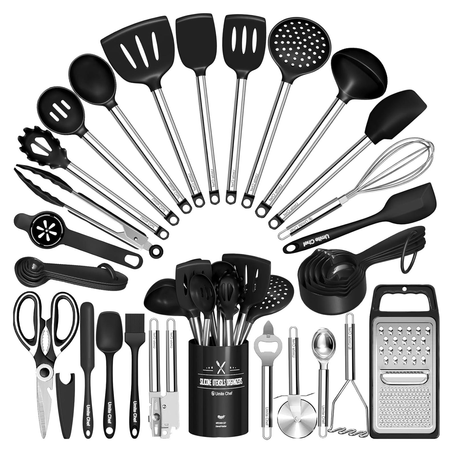 Juego de Utensilios de Cocina Umite Chef 34 Pcs Silicona y Acero