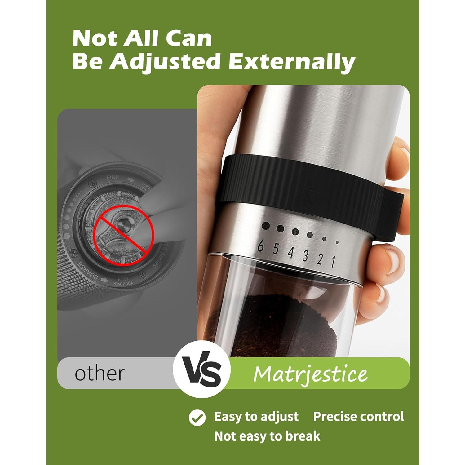 Molino de Café Manual Matrjestice Acero Inoxidable 31.7g