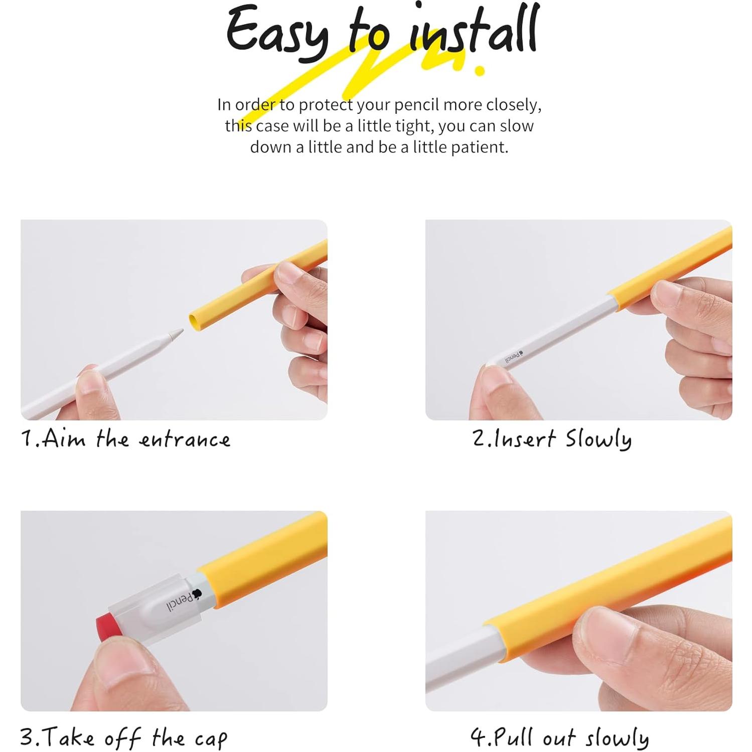 Funda de Silicona ELETIUO para Apple Pencil 2ª Gen Amarillo