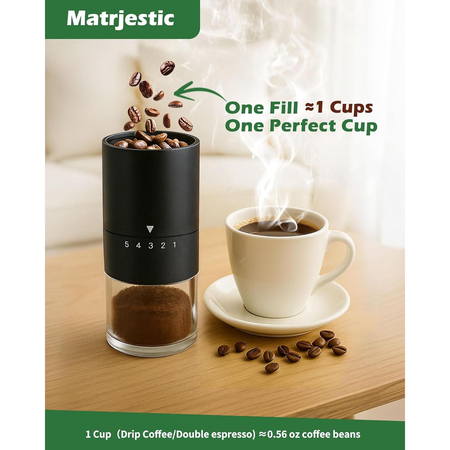 Molino de Café Manual Matrjestice con Muela de Cerámica 272g