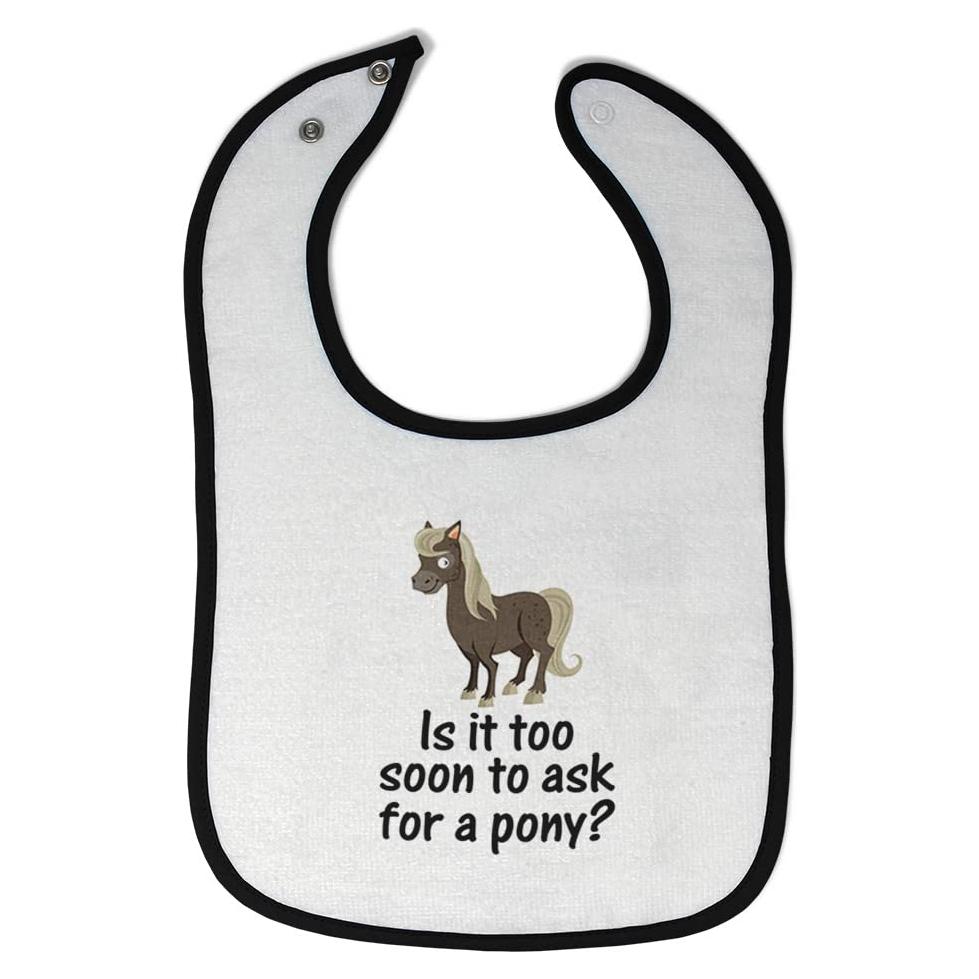 Babero de Algodón 100% Unisex Caballo Diseño Blanco y Negro