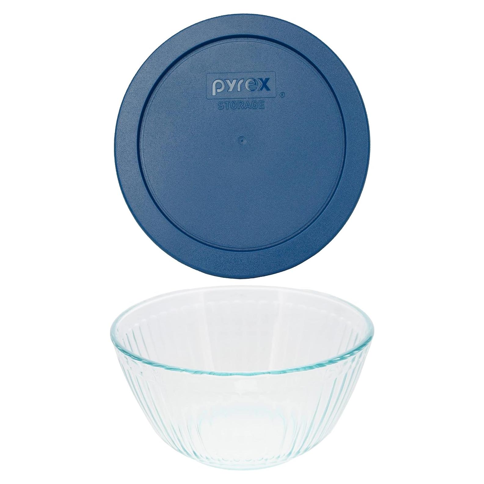 Tazón de Mezcla de Vidrio Pyrex 7402 6 Tazas con Tapa Azul
