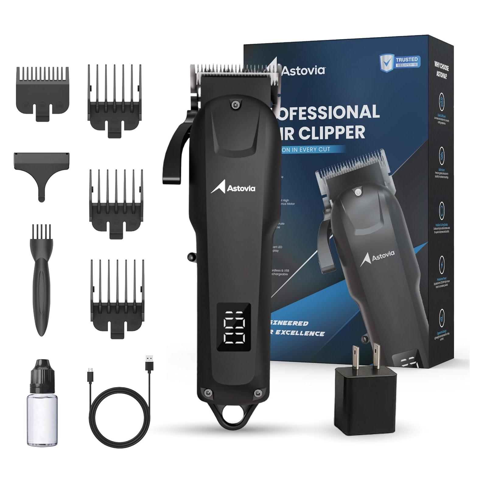 Cortadora de Cabello Inalámbrica Astovia - 7000 RPM, LED, 300 Min