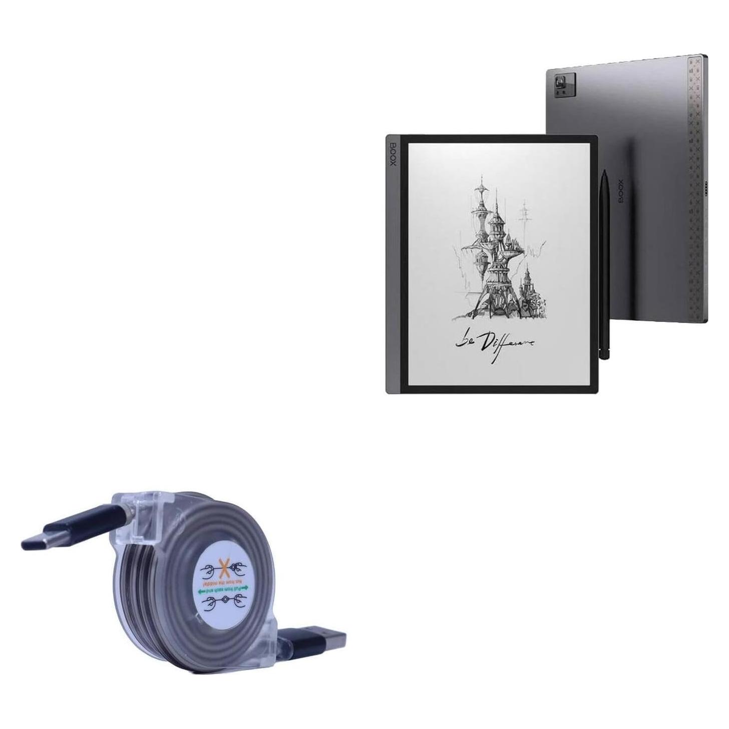 BoxWave Cable Compatible with Onyx BOOX Tab Ultra - miniSync - USB-A to USB Type-C, Retractable Cable 5 Pre-Set Lengths Avoid Tangles