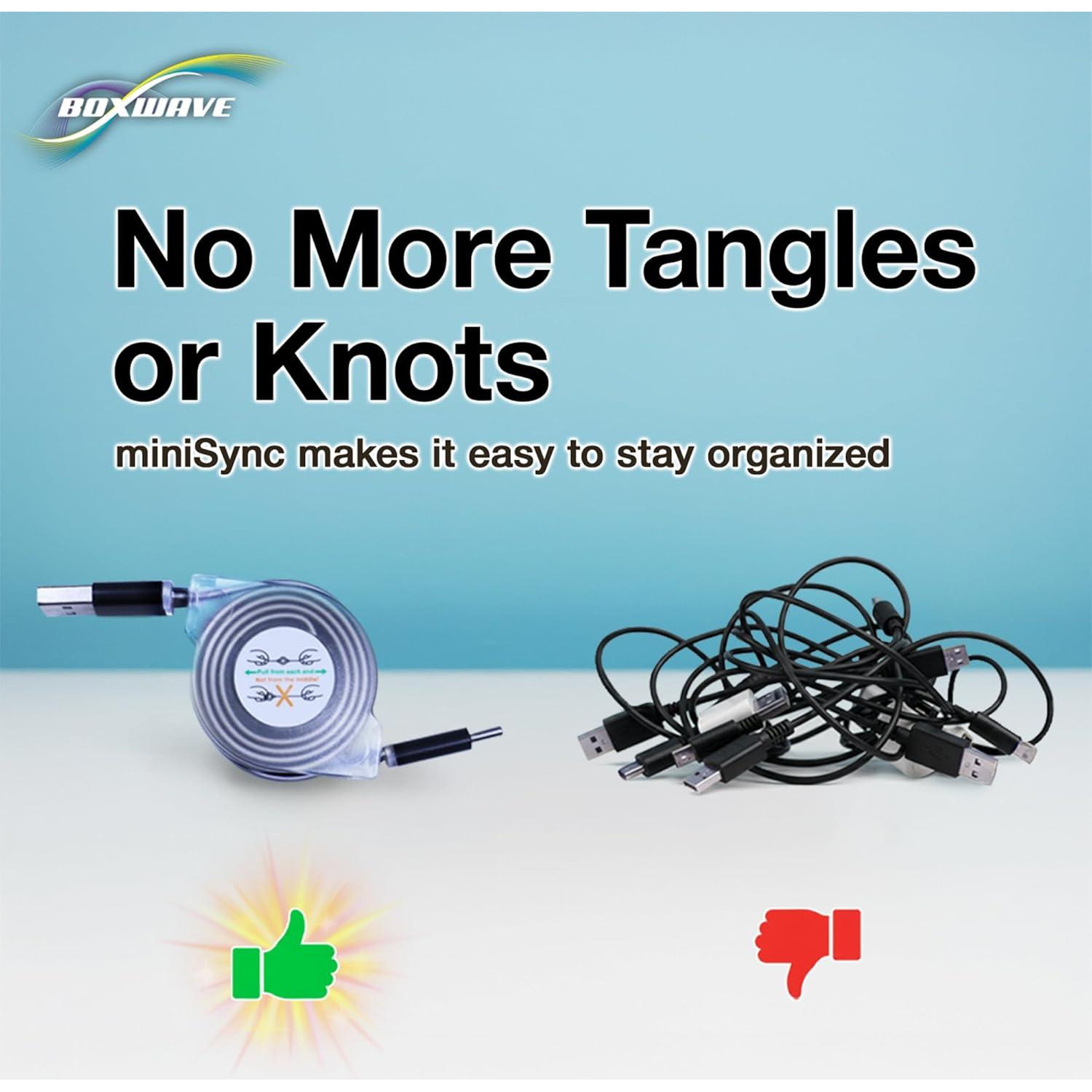 BoxWave Cable Compatible with Onyx BOOX Tab Ultra - miniSync - USB-A to USB Type-C, Retractable Cable 5 Pre-Set Lengths Avoid Tangles