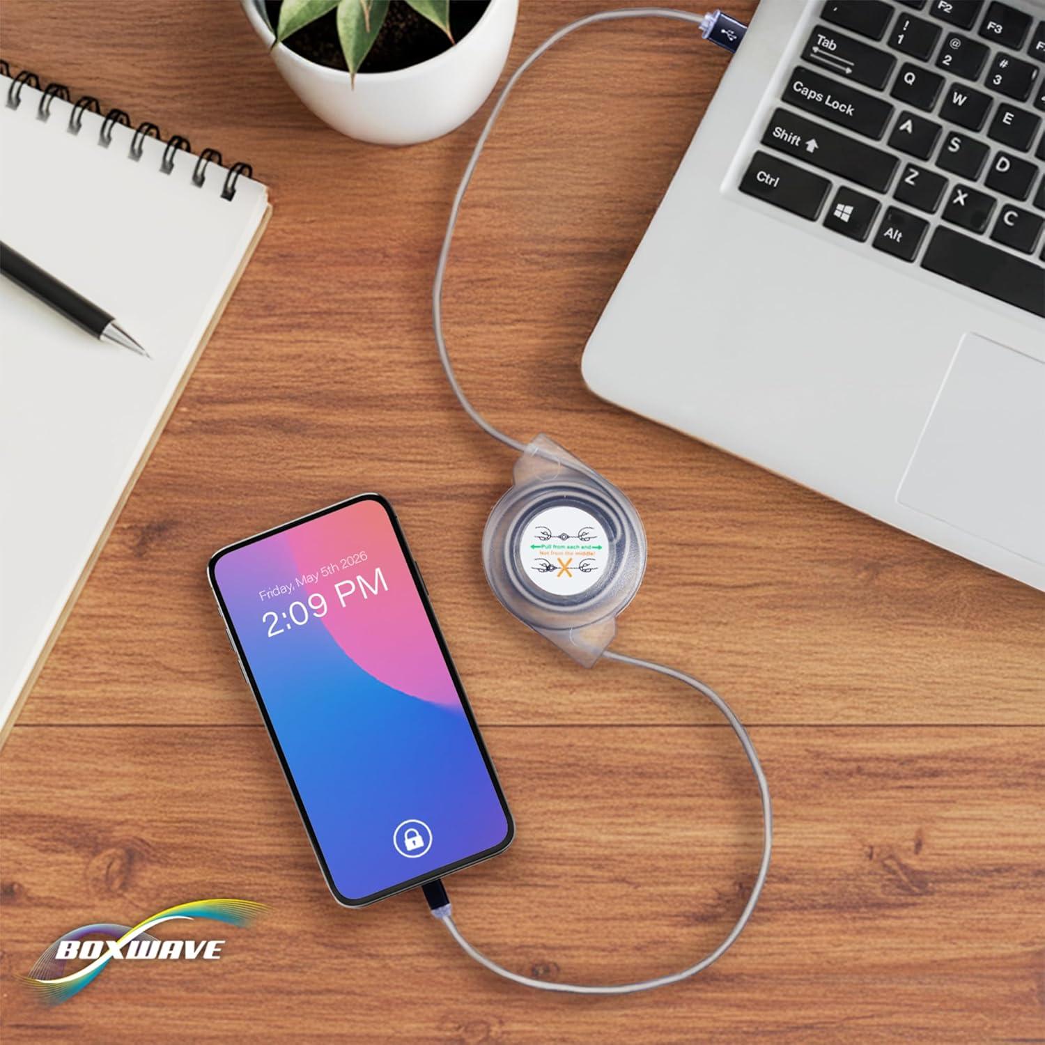 BoxWave Cable Compatible with Onyx BOOX Tab Ultra - miniSync - USB-A to USB Type-C, Retractable Cable 5 Pre-Set Lengths Avoid Tangles