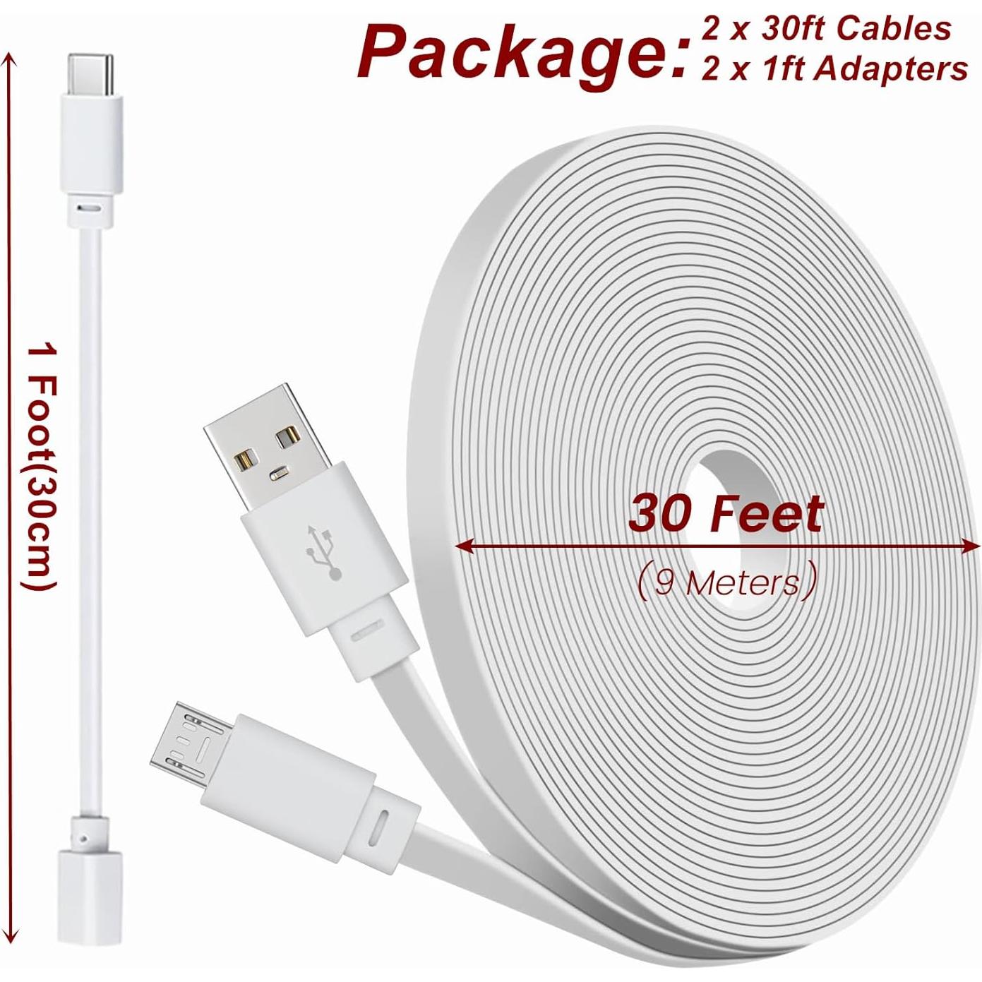 Cables de Extensión de Poder Weishan 2-Pack 9m USB-C Blanco