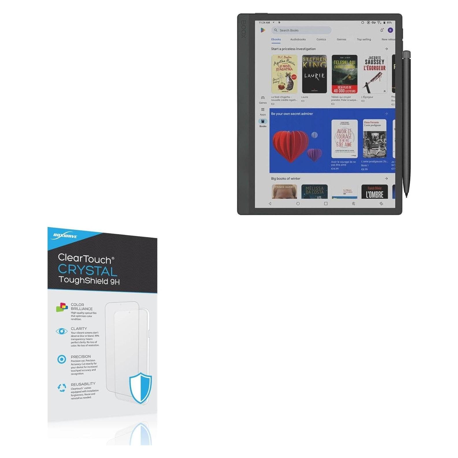 BoxWave Screen Protector Compatible with Onyx BOOX Tab Ultra C Pro - ClearTouch Crystal ToughShield 9H (2-Pack), Clear 9H Tough Flexible Film Screen Protector