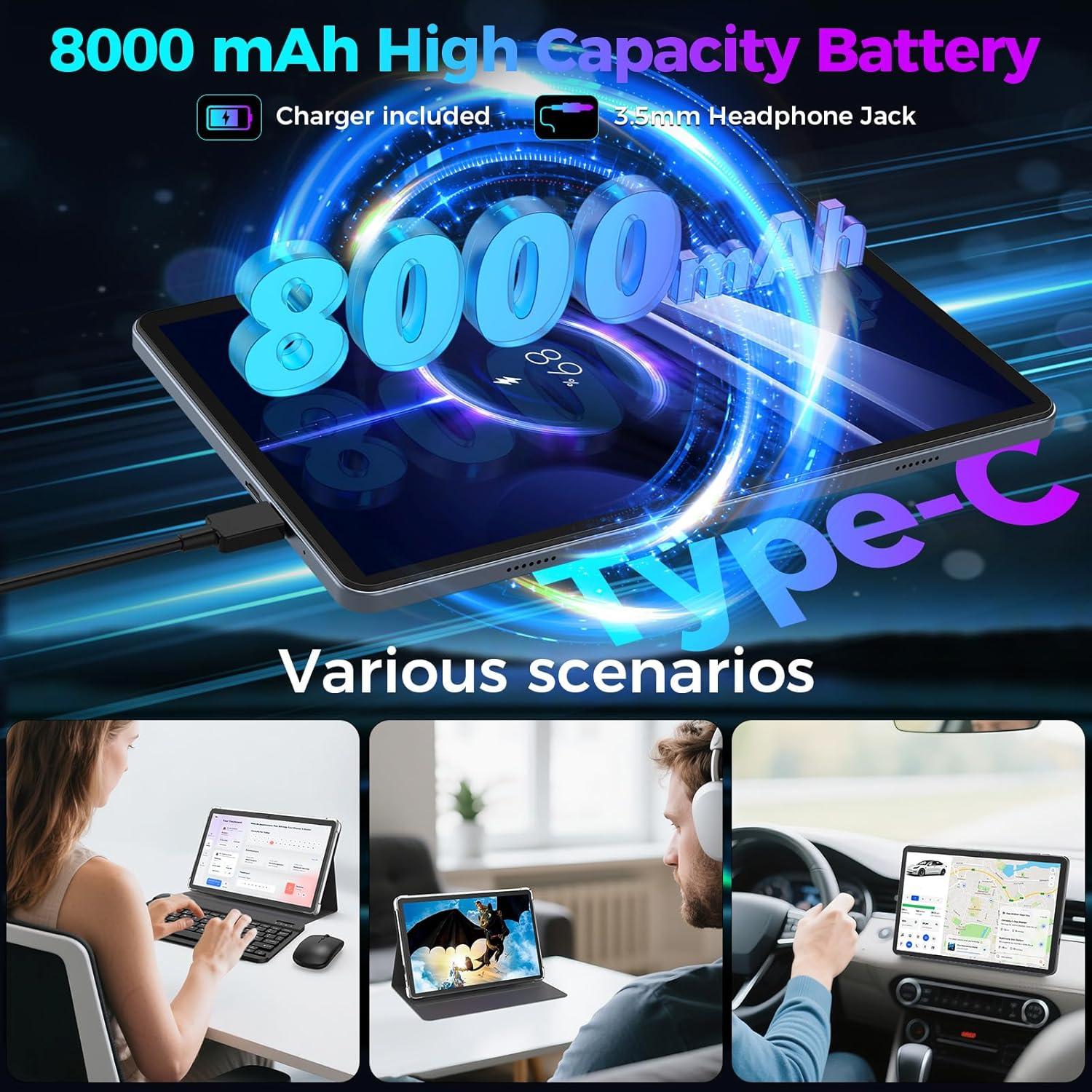 Tableta Android 15 YOBANSE 10.1" 26GB RAM 256GB ROM Teclado