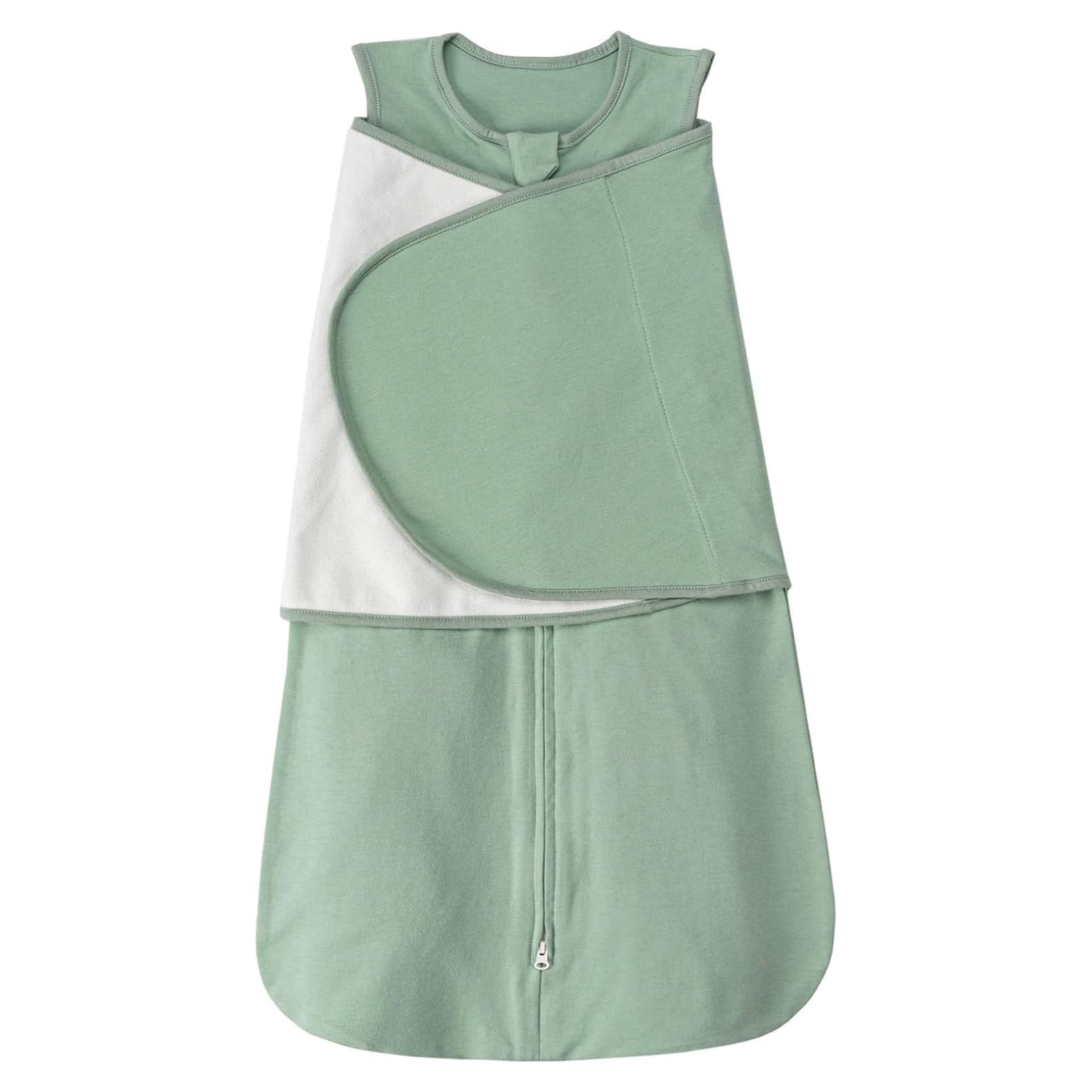 Saco de Sueño Swaddle ZIGJOY 1.0 TOG 100% Algodón Verde 0-6 Meses