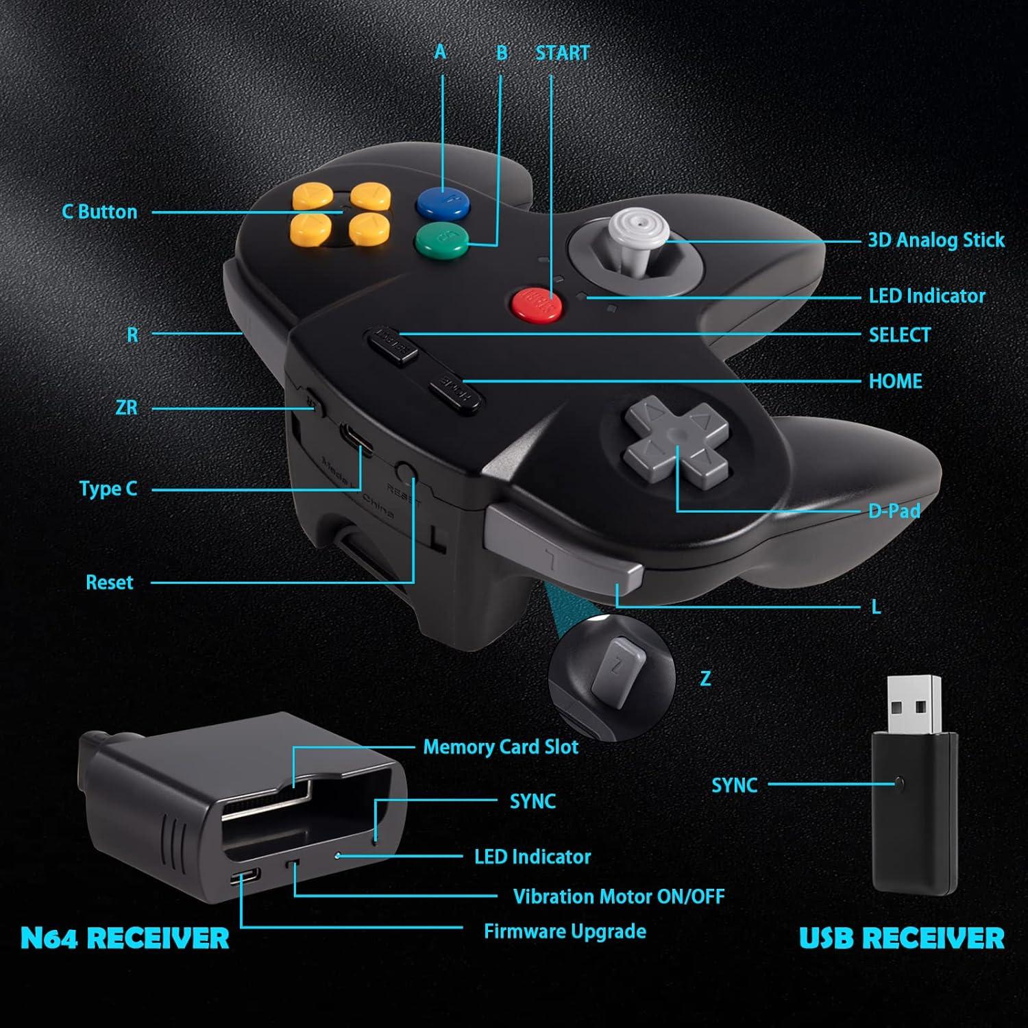 Controlador Inalámbrico N64 iNNEXT 2.4GHz USB Compatible