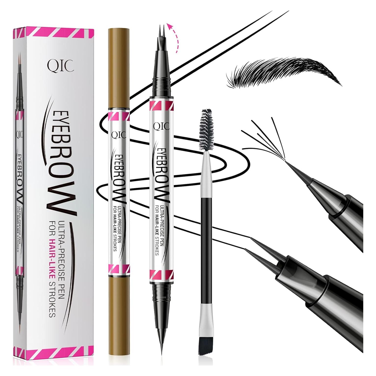 Lápiz de Cejas 2-en-1 W3W Negro Impermeable Doble Punta