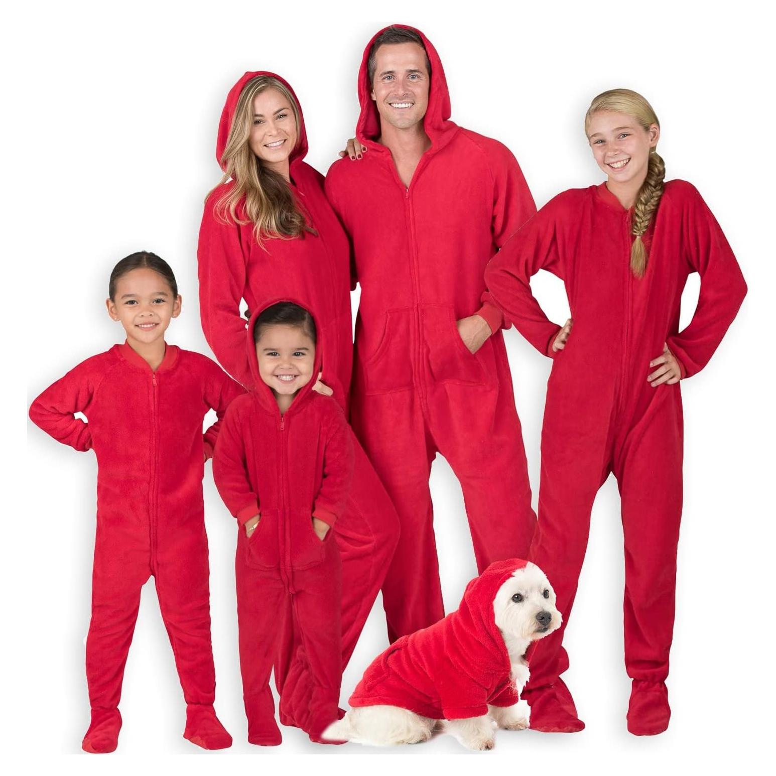 Pijamas con pies y capucha unisex Pijamas con pies Rojo Fuego