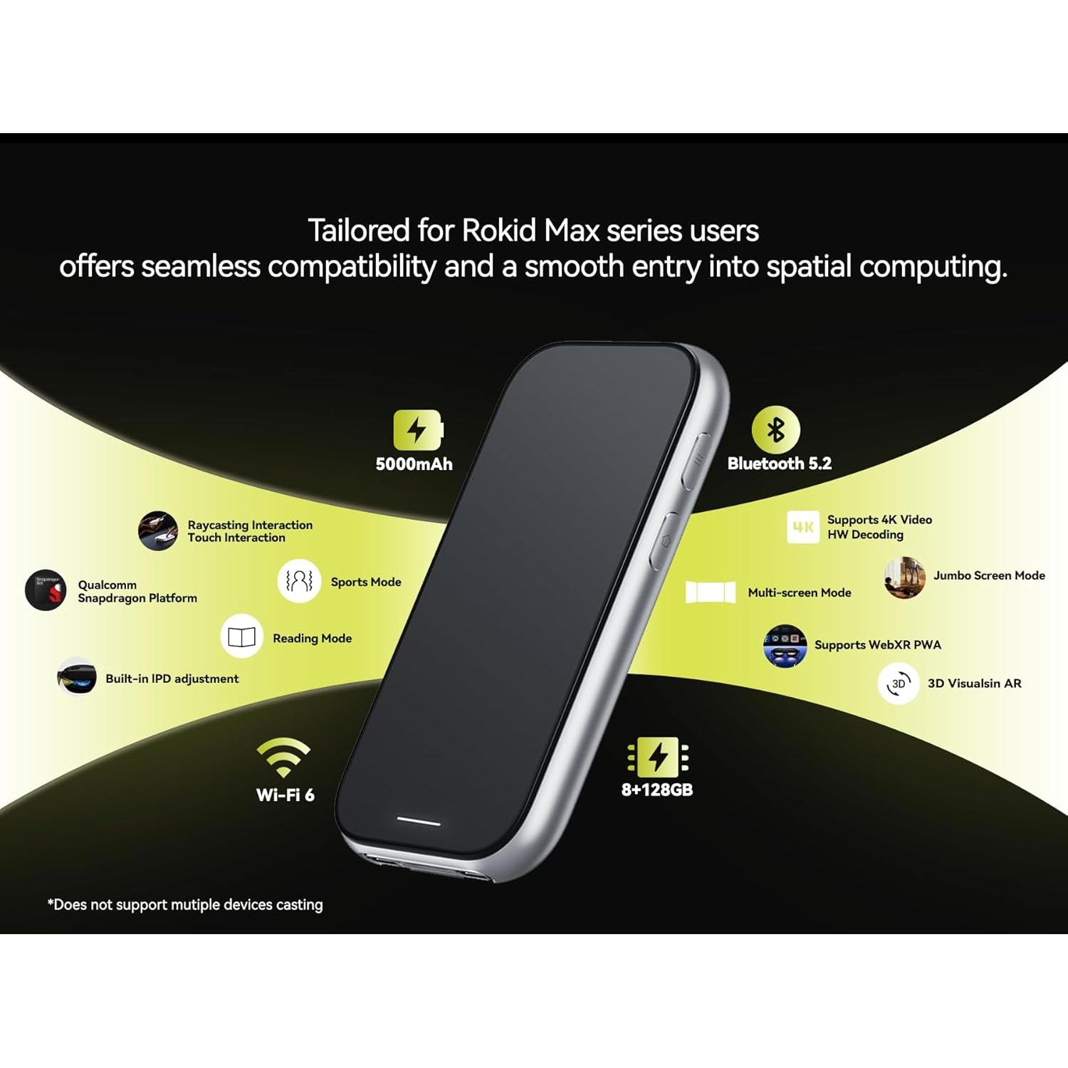 Rokid Station2 Calculadora Espacial 5000mAh 8GB 128GB Plata