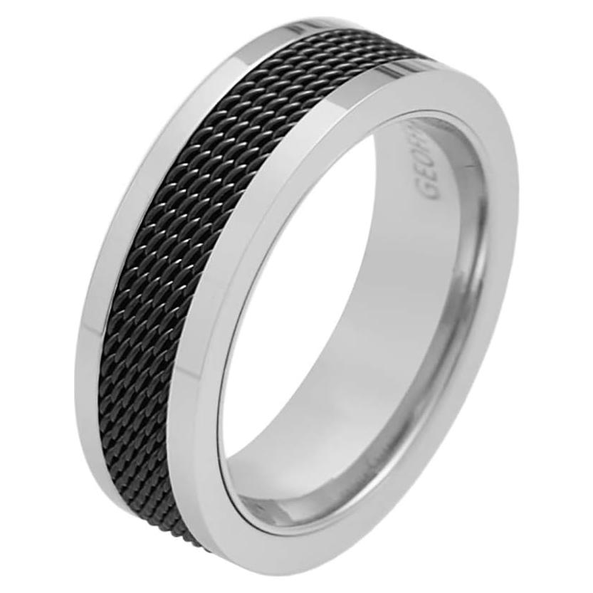Anillo de Malla de Acero Inoxidable 7mm Geoffrey Beene Hombre