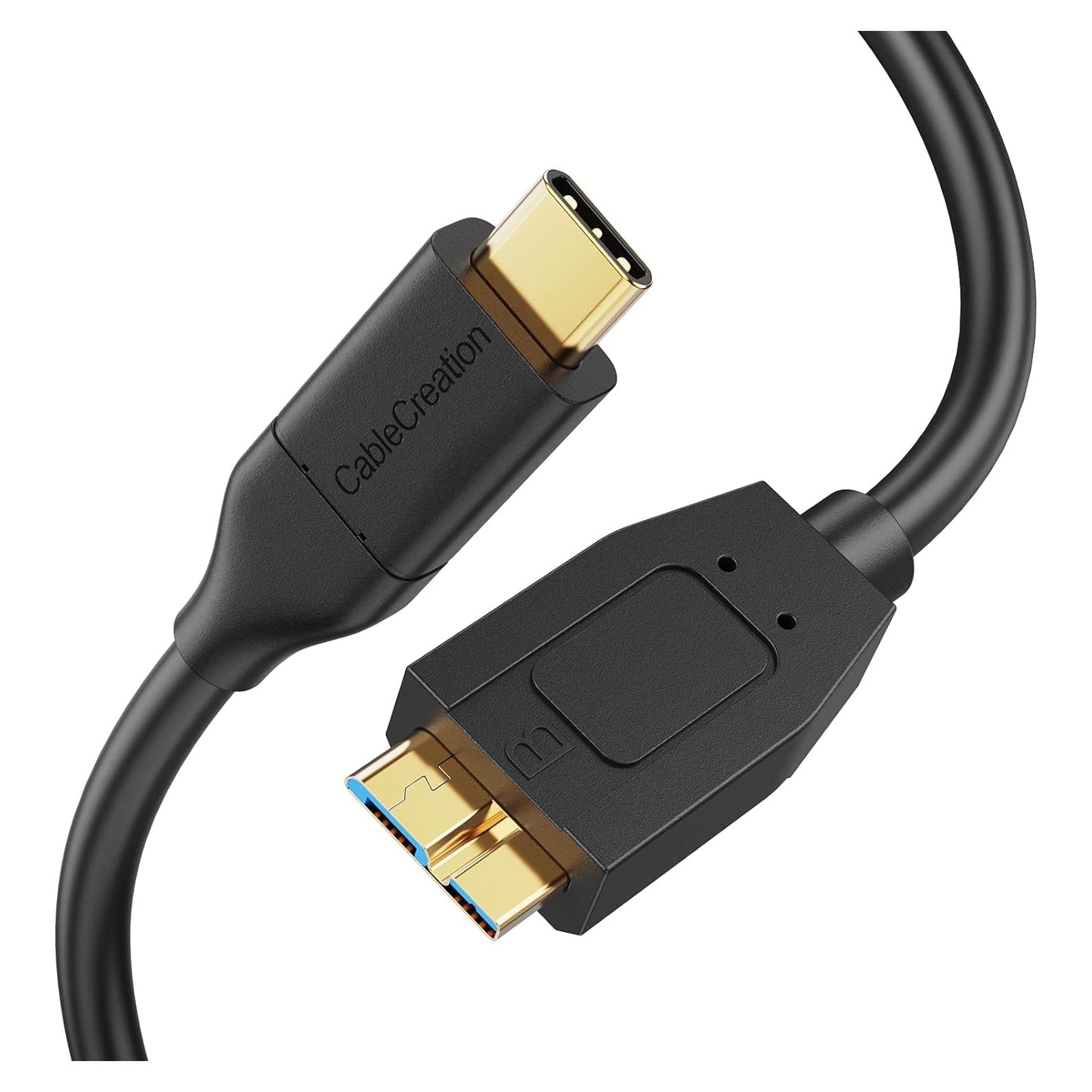 Cable USB C a Micro B 1 Pie CableCreation 10Gbps Negro