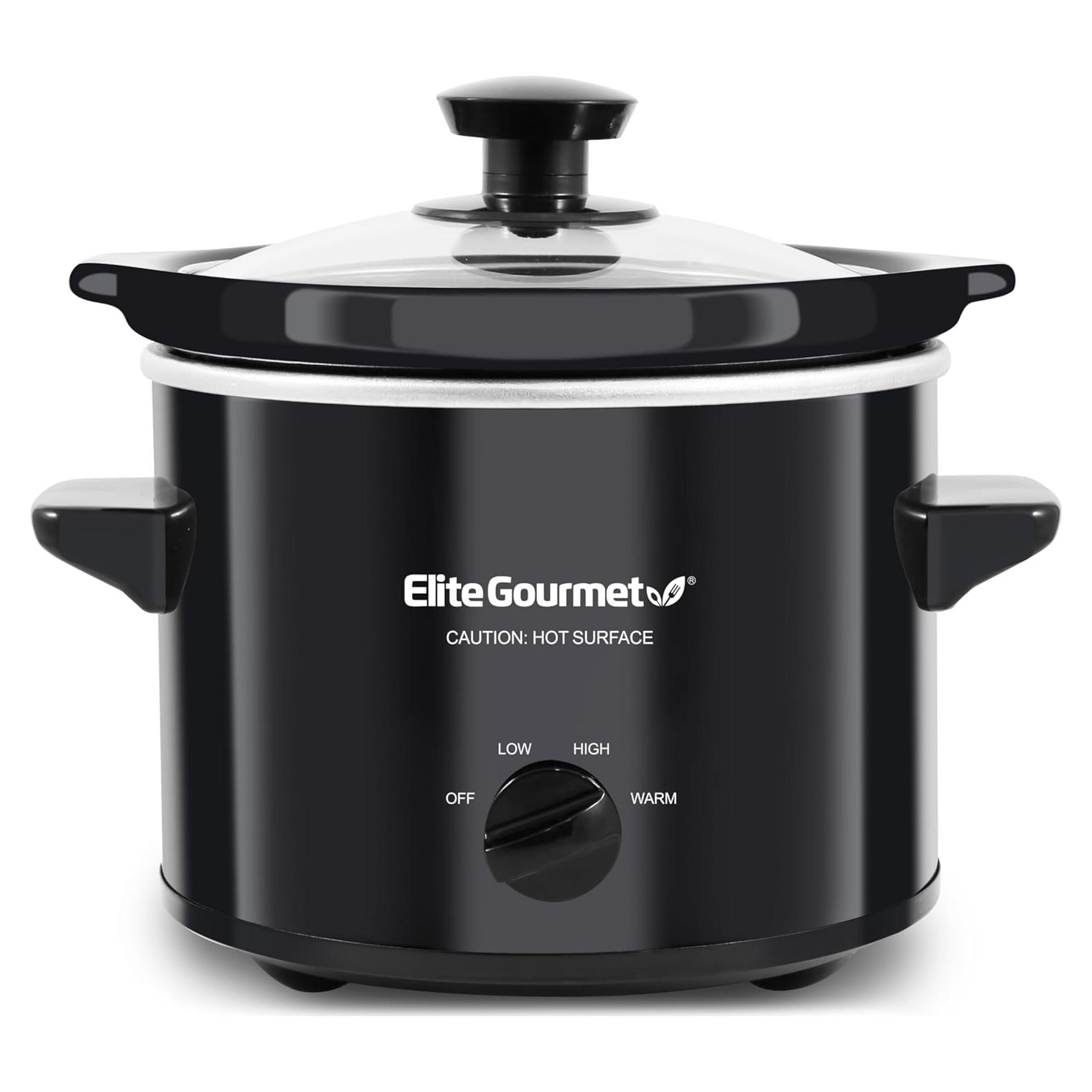 Olla de Cocción Lenta Elite Gourmet MST239X 2 Cuartos Negra