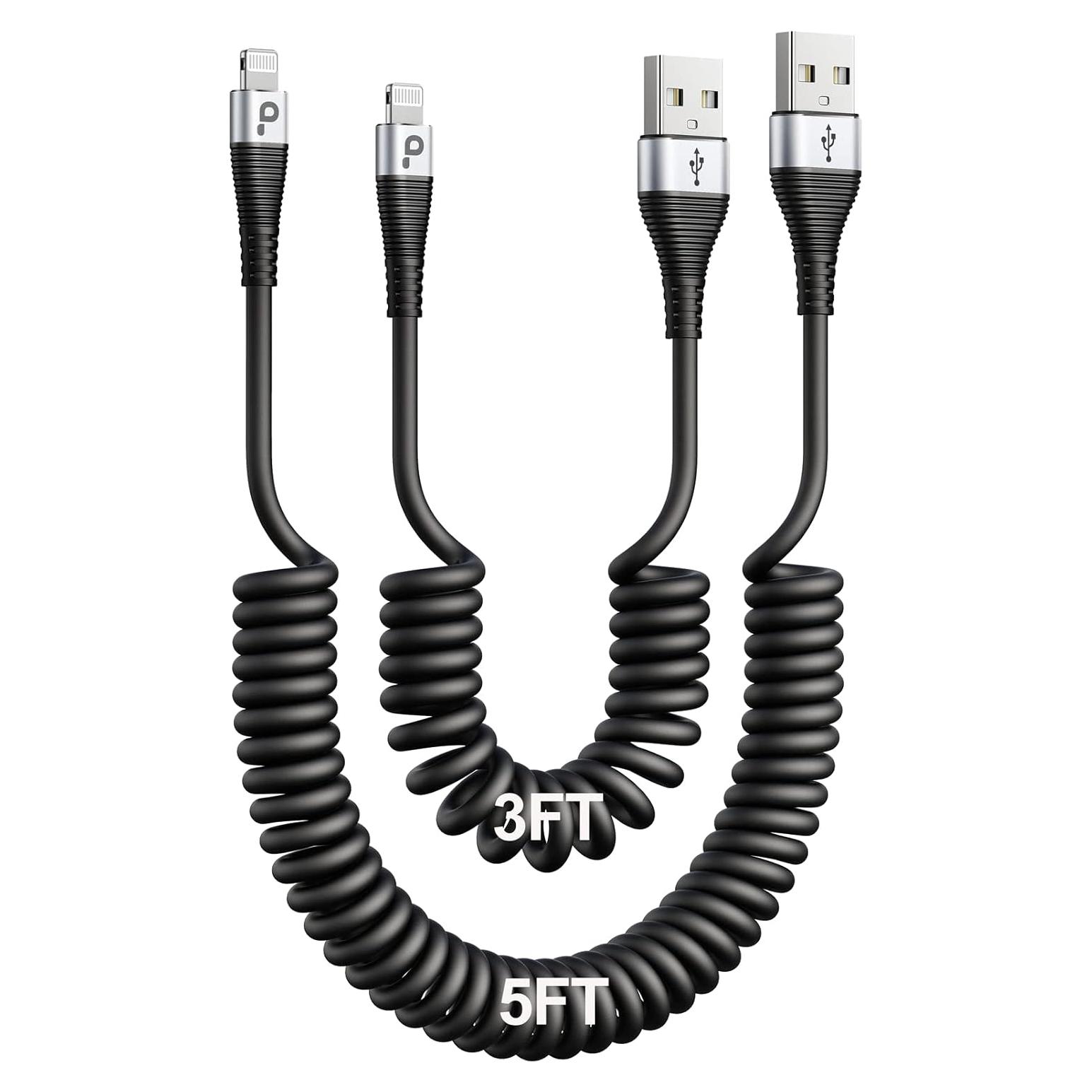 Cable Cargador iPhone PRAKIE 3 y 5 pies MFi Retráctil