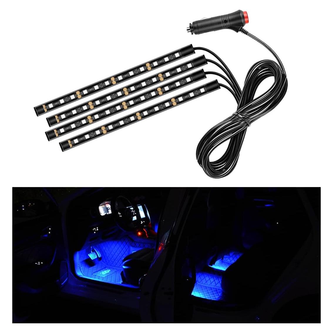 Tira de Luz LED para Auto Ohleats, 48 LED RGB Interior Azul