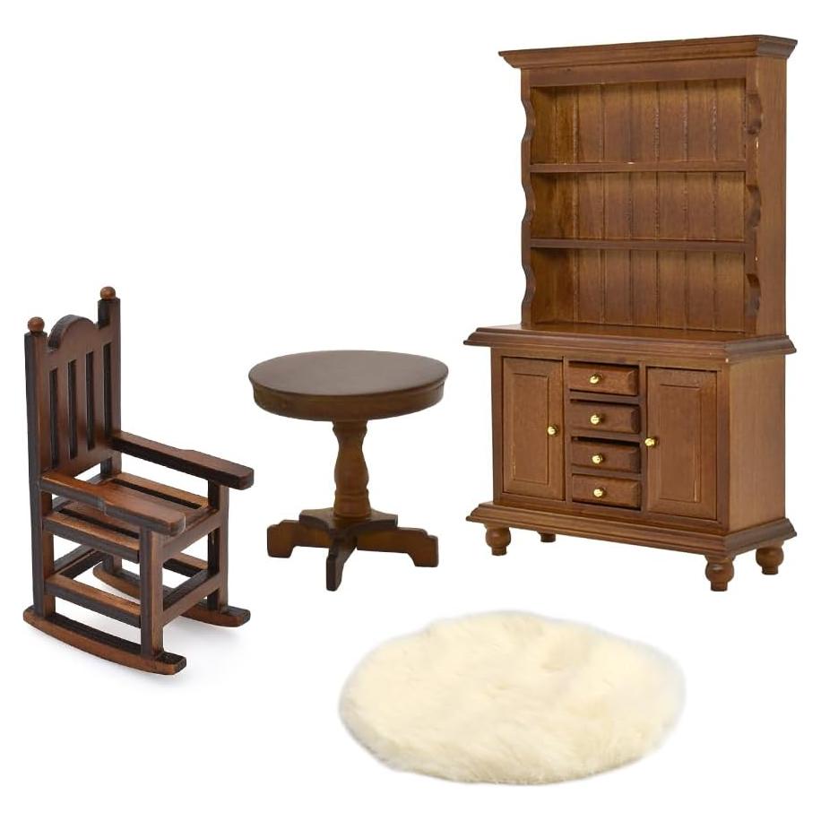 Juego de Muebles Miniatura iLAND 1:12 Estilo Vintage 4 Piezas