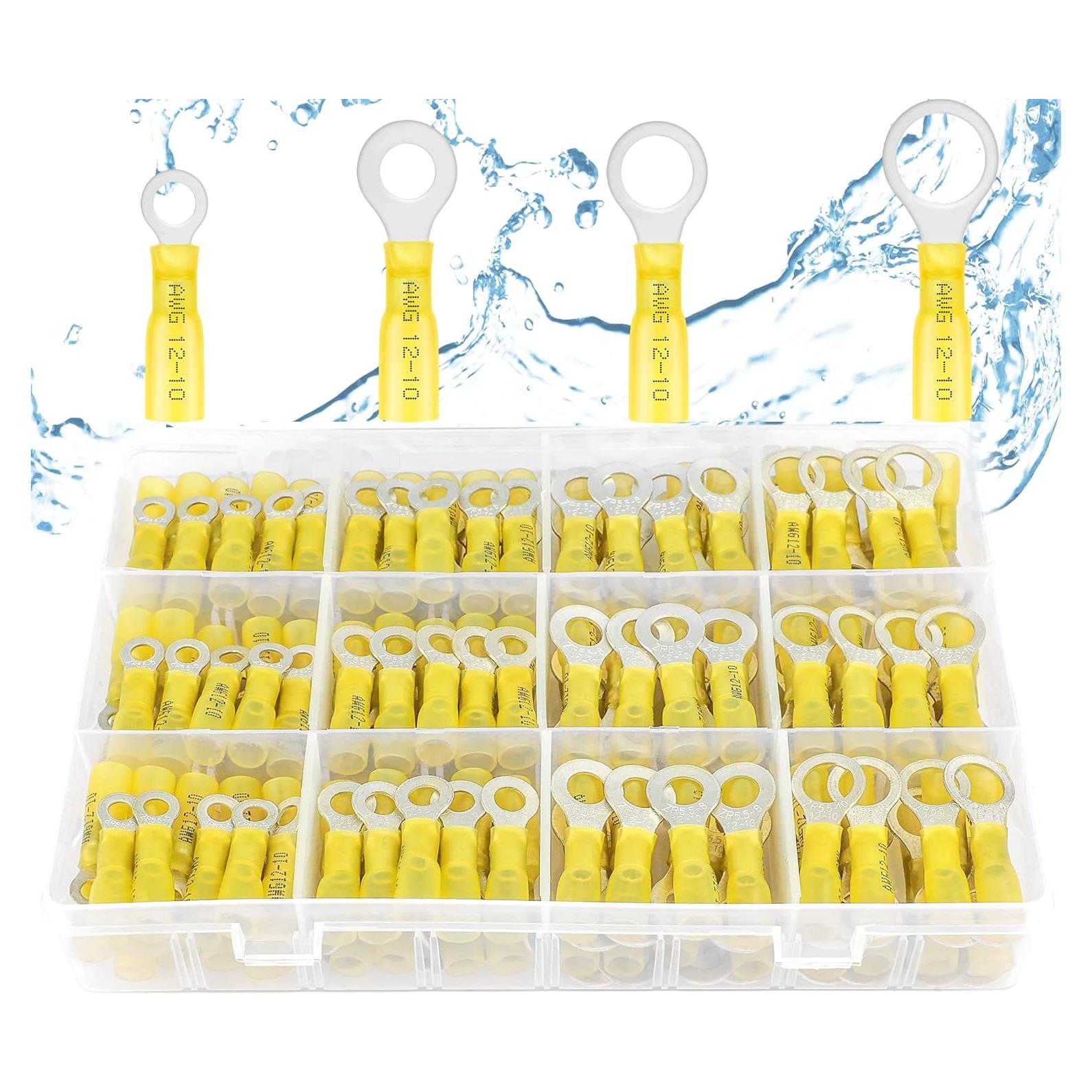 Conectores de Anillo Termoretráctiles Haisstronica 100pcs Amarillo