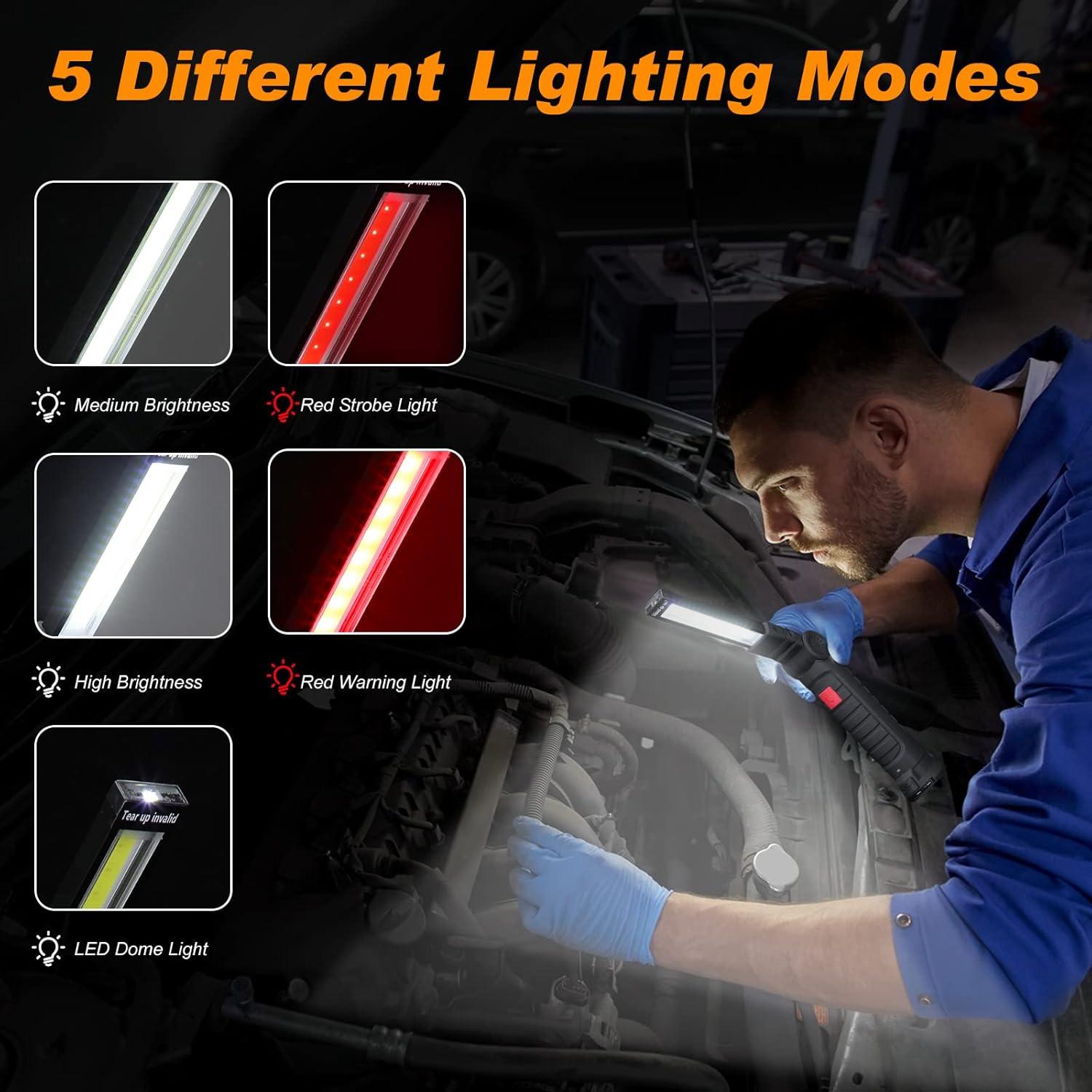 Linterna LED Recargable Mudder 6 Pcs con Base Magnética 360°