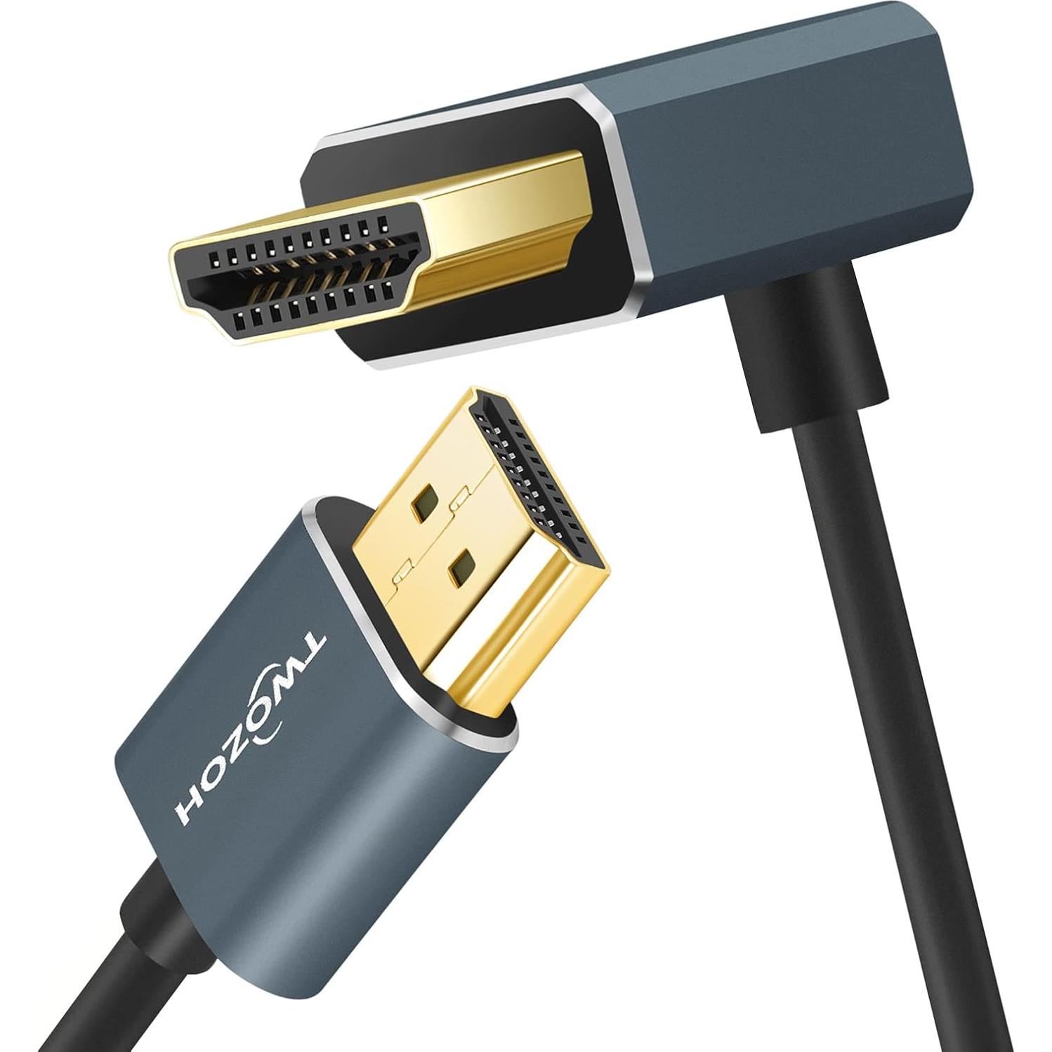 Cable HDMI Flexible Twozoh 0.3m 90° Ultra Delgado 4K 60Hz