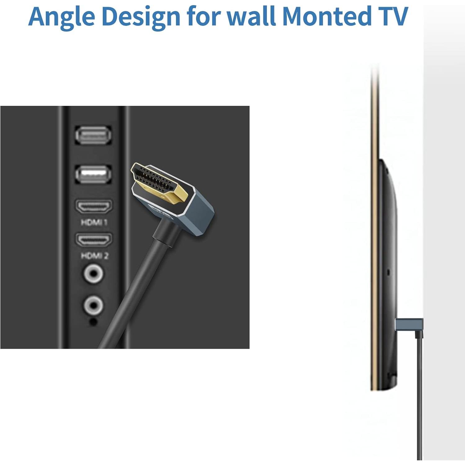 Cable HDMI Flexible Twozoh 0.3m 90° Ultra Delgado 4K 60Hz