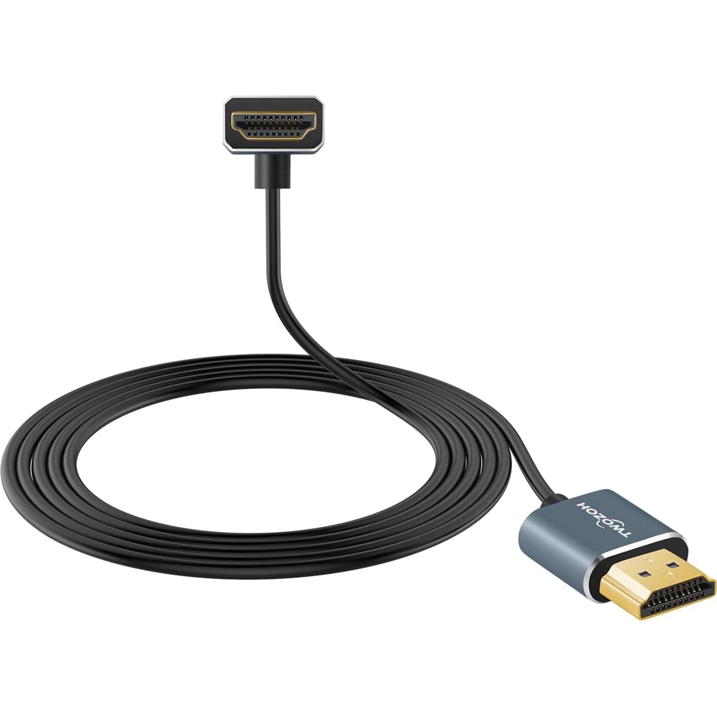 Cable HDMI Flexible Twozoh 0.3m 90° Ultra Delgado 4K 60Hz