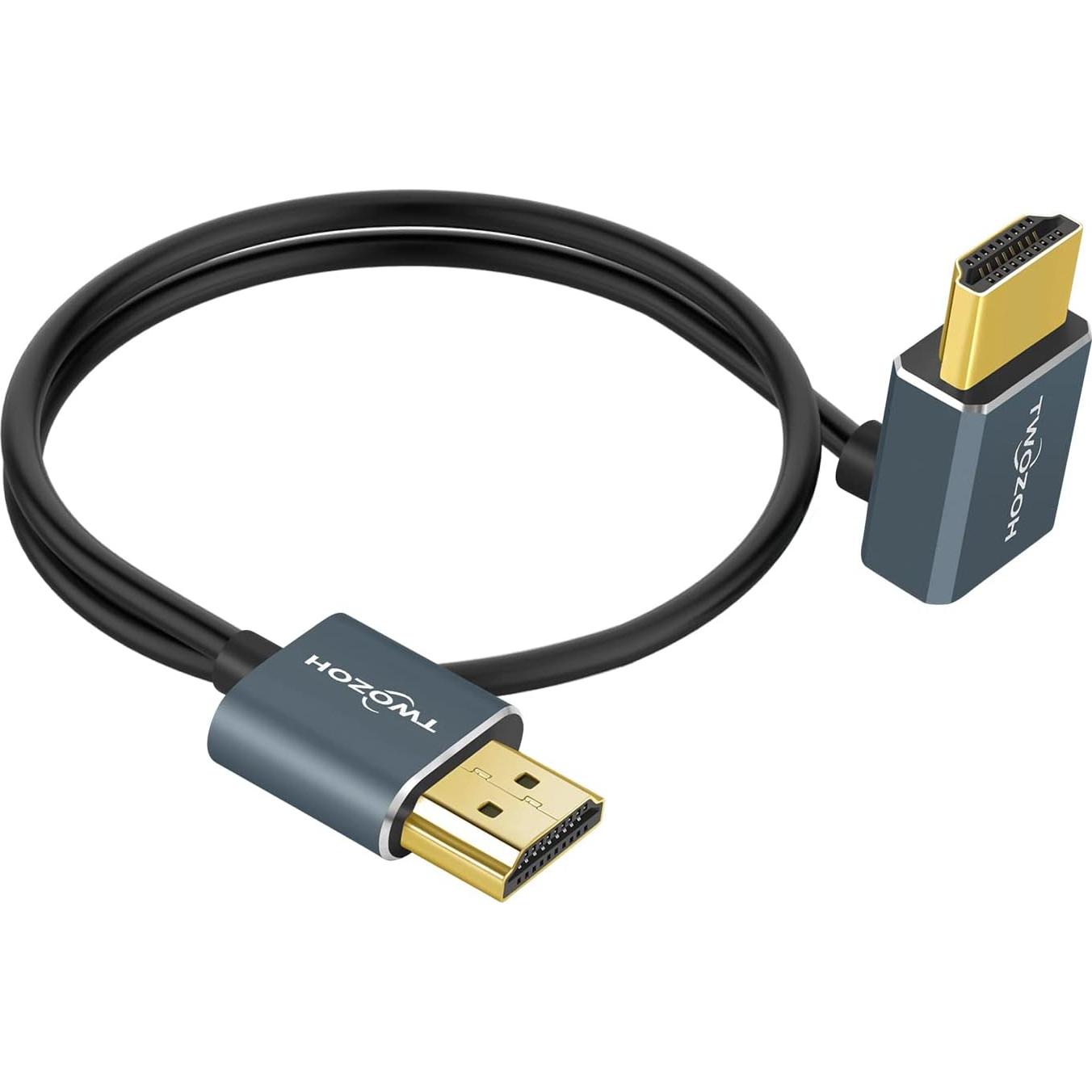 Cable HDMI Flexible Twozoh 0.3m 90° Ultra Delgado 4K 60Hz