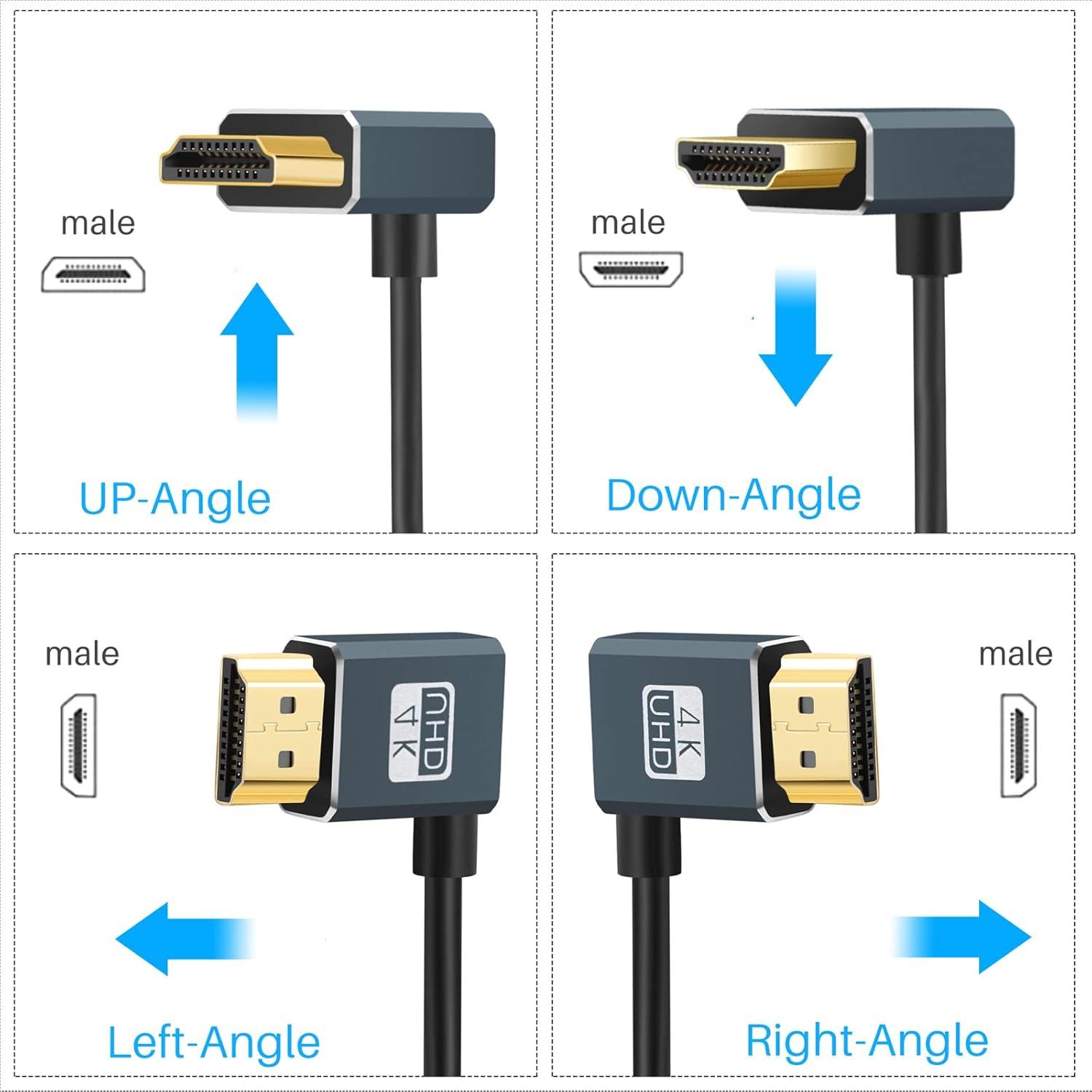 Cable HDMI Flexible Twozoh 0.3m 90° Ultra Delgado 4K 60Hz