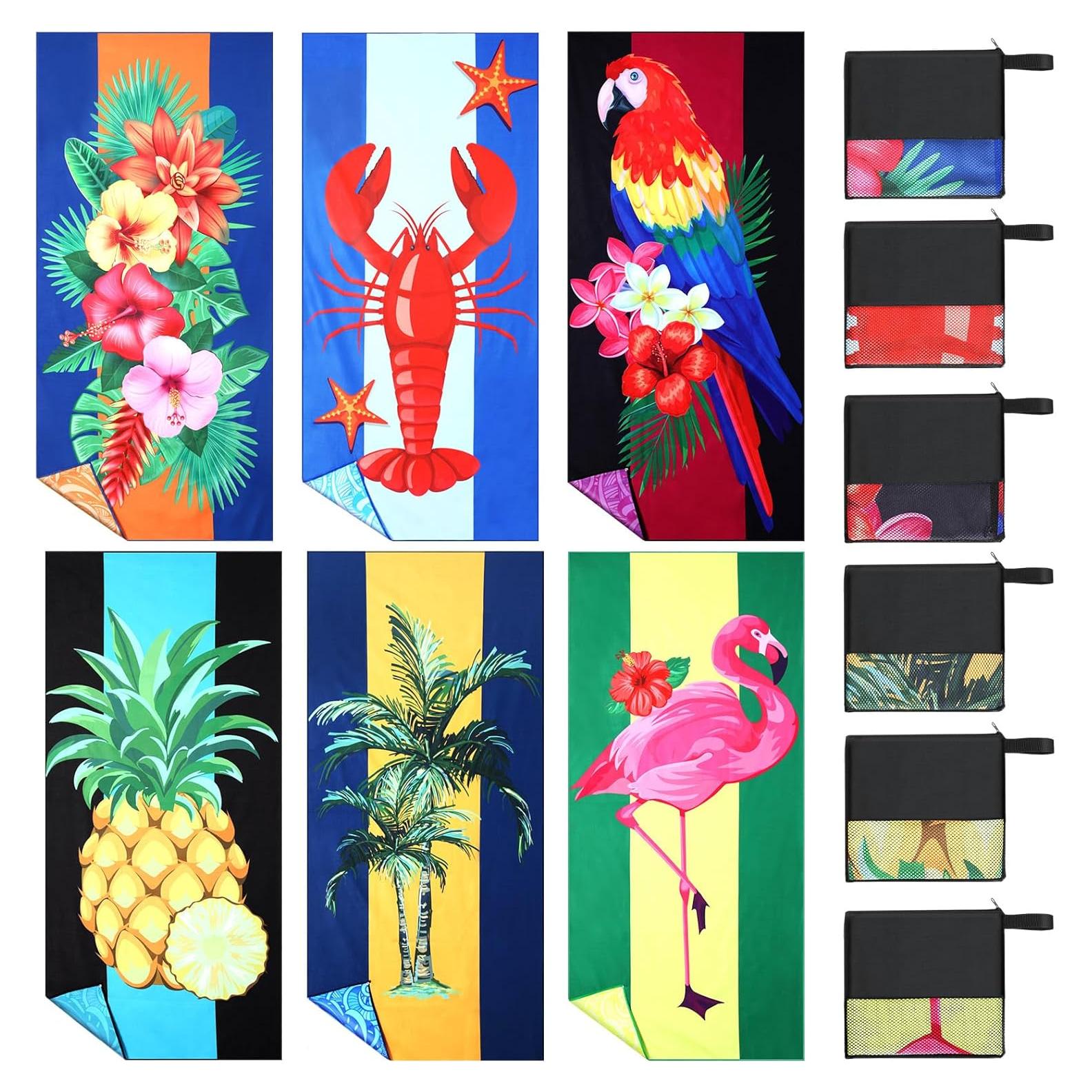 Buryeah 6 Toallas de Playa Microfibra 150x70 cm Secado Rápido