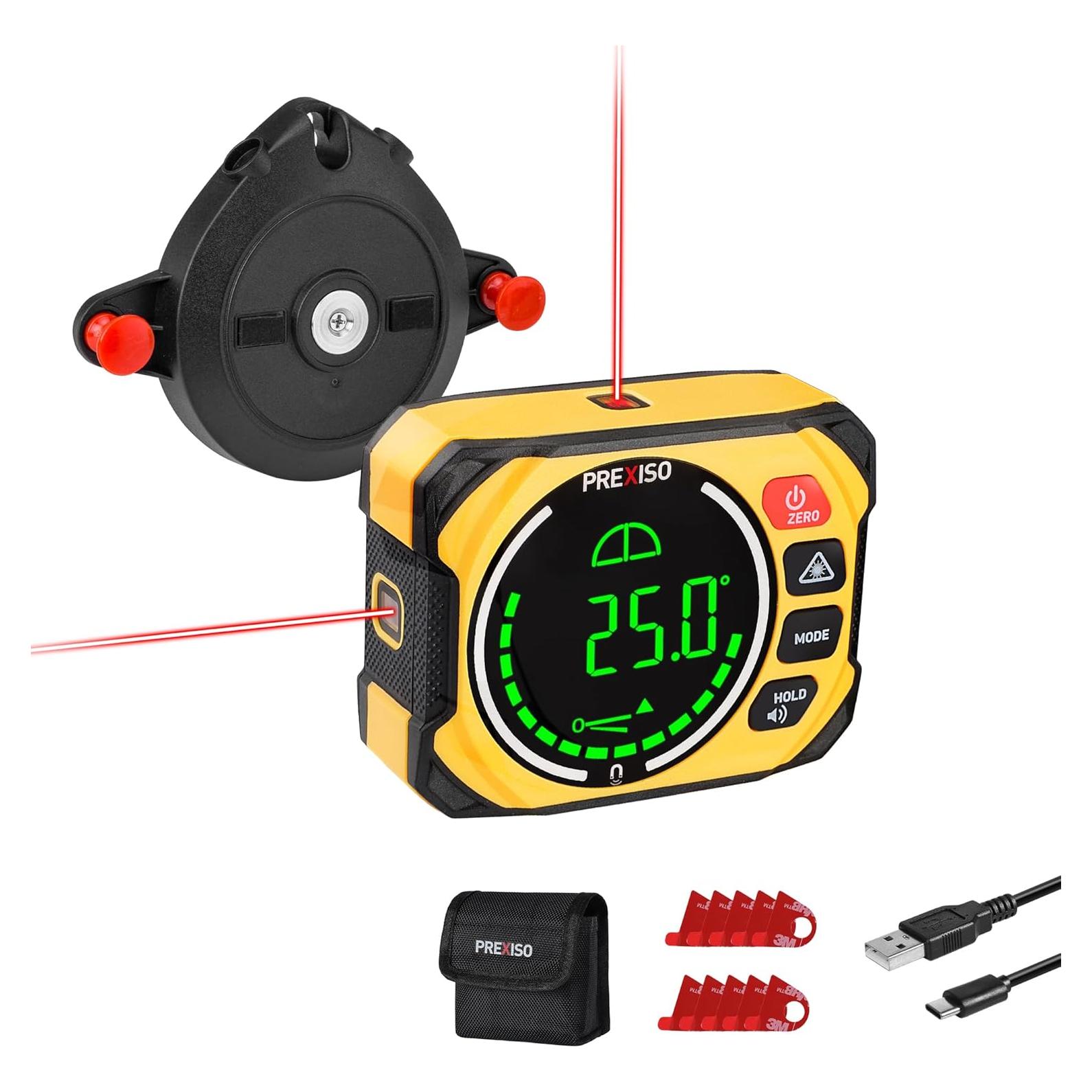 Medidor de Ángulo Digital Prexiso 3 en 1 con Nivel Láser