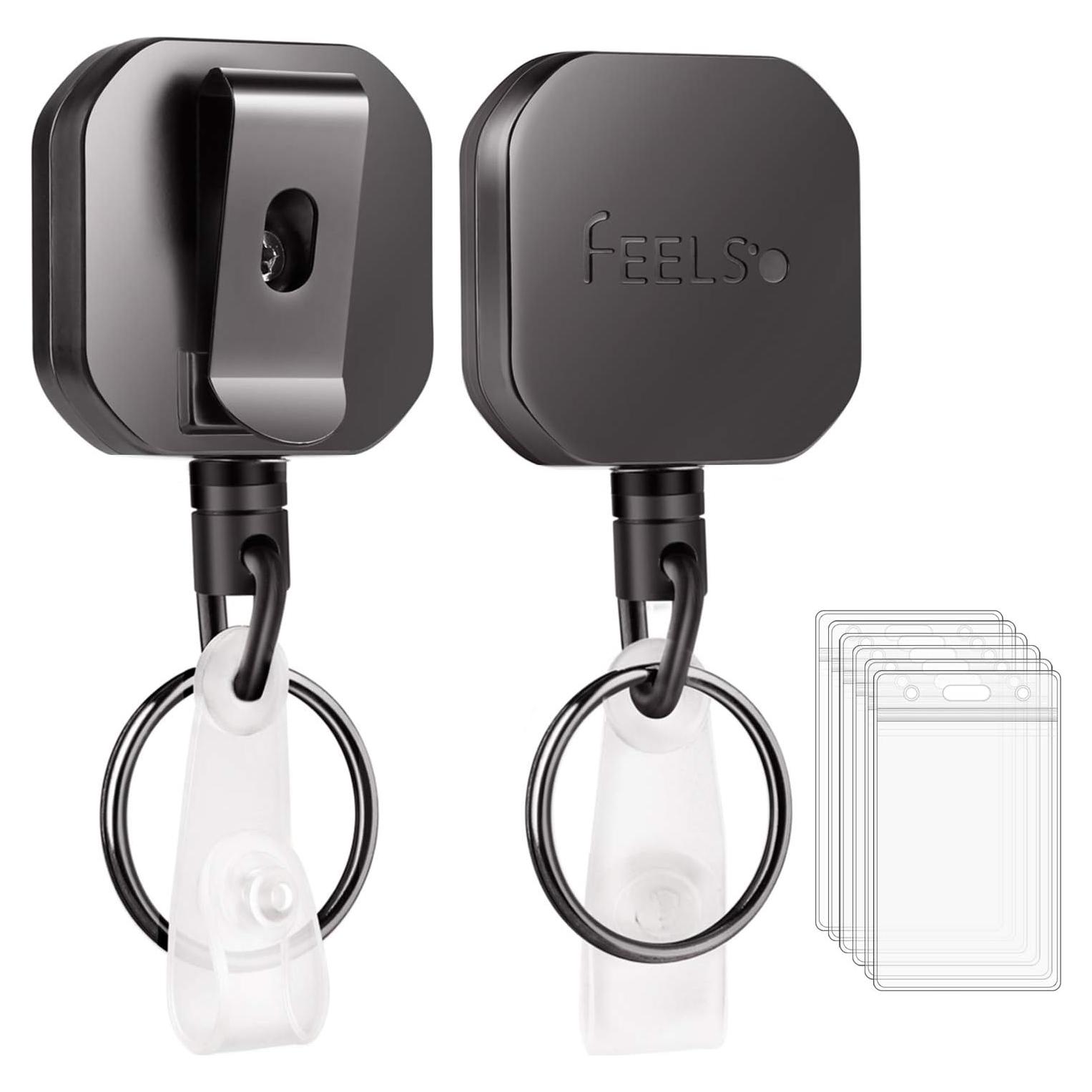 Portatarjetas Retráctil FEELSO con Clip y 6 Soportes