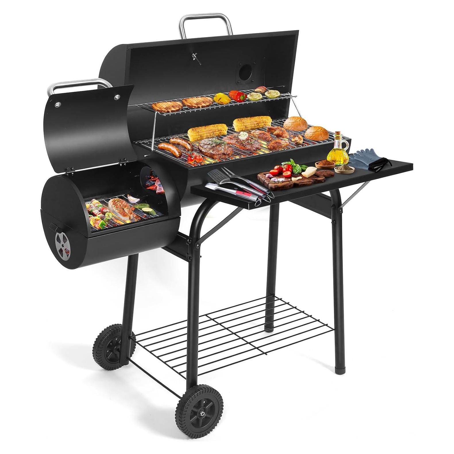 Parrilla de Carbón con Ahumador Offset SUNLIFER 15.3 kg