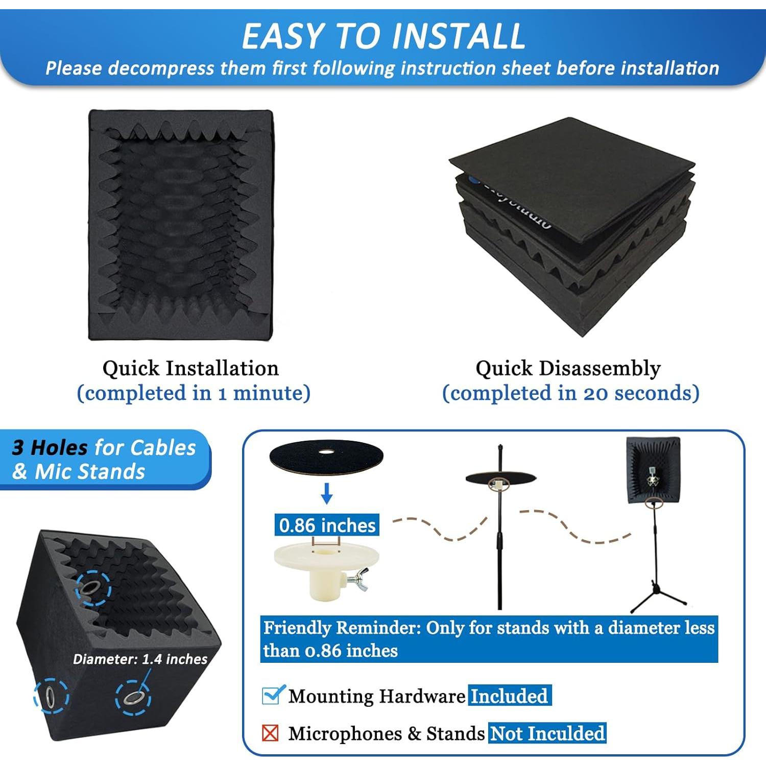 Filtro Pop TroyStudio para Micrófono Portátil Negro 30.5x30.5x40.6cm