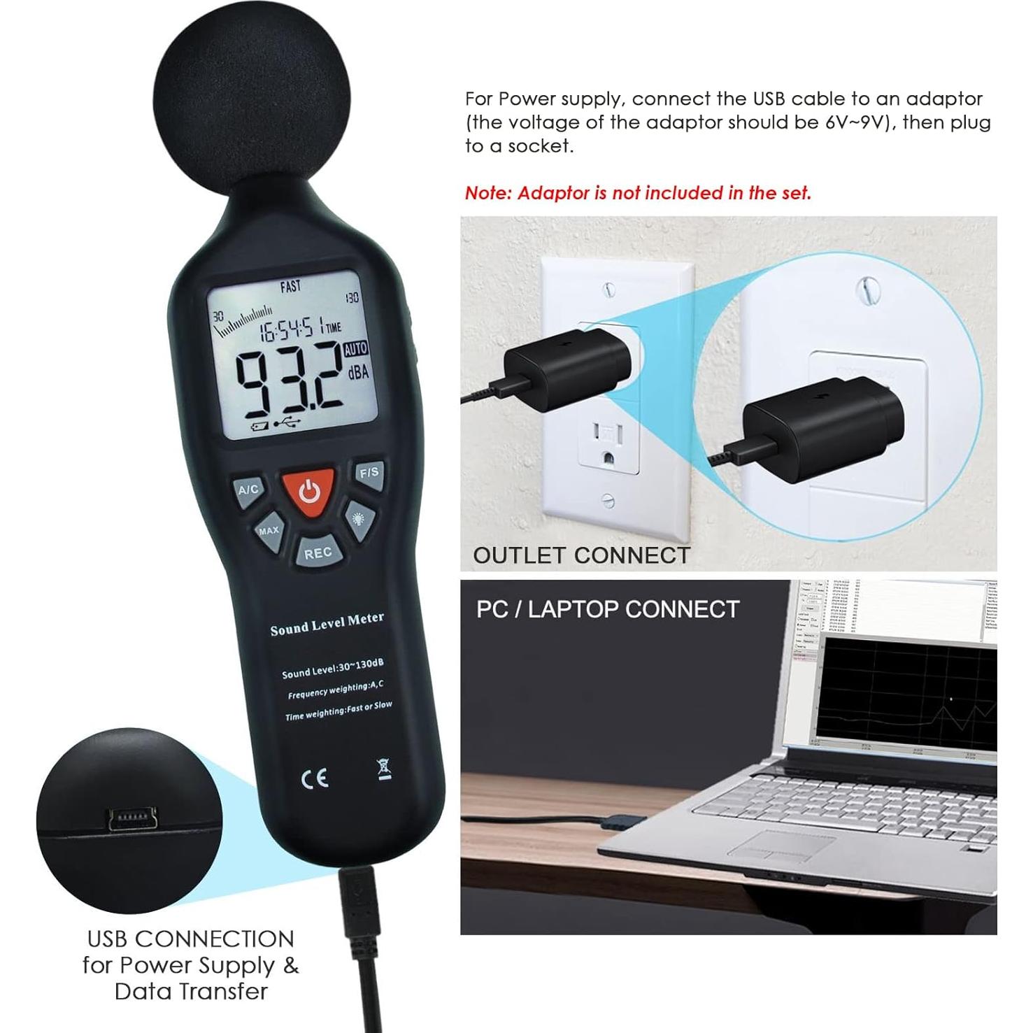 Medidor de Decibelios TekcoPlus SLM25TK con Pantalla LCD