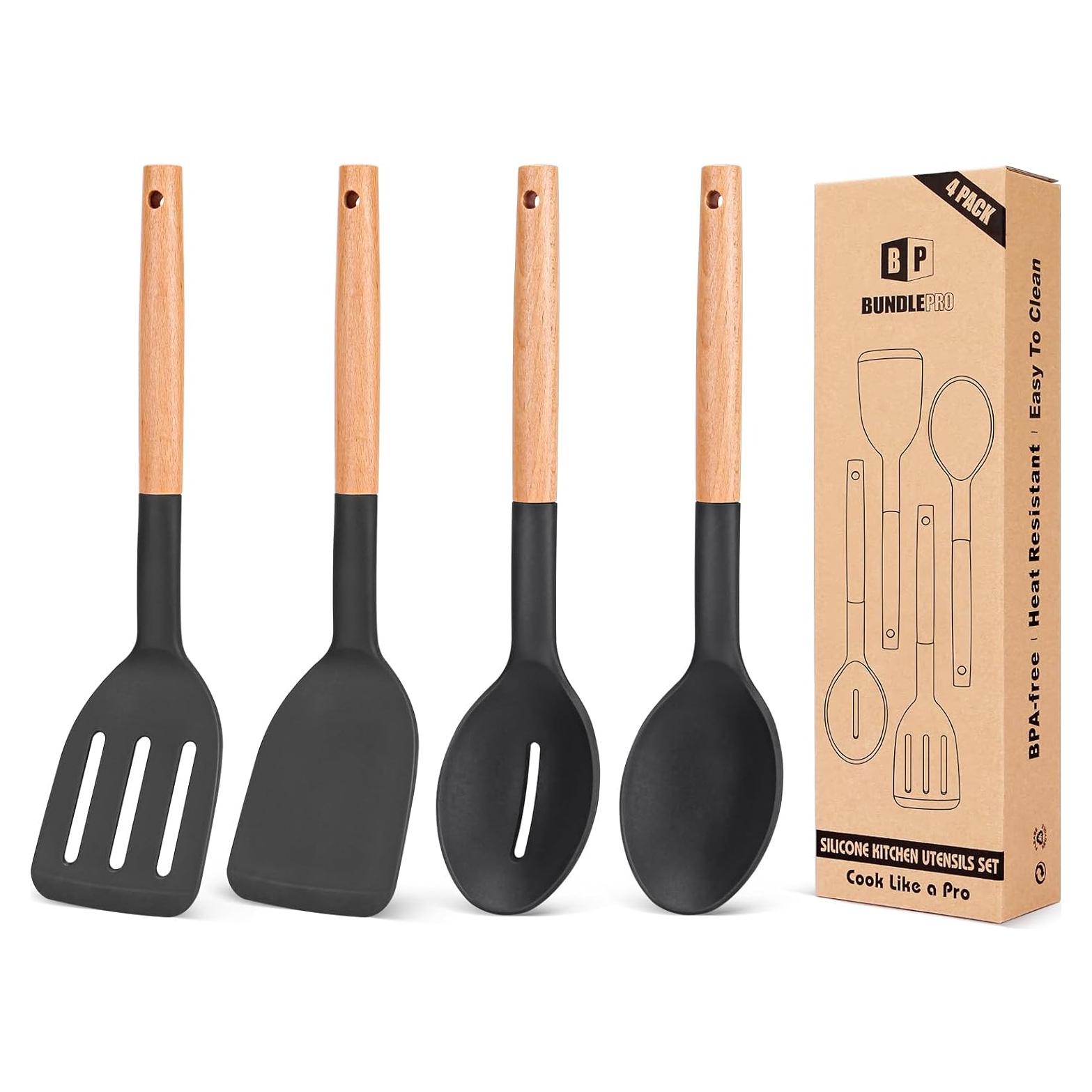 Juego de Utensilios de Cocina de Silicona BUNDLEPRO 4 Piezas