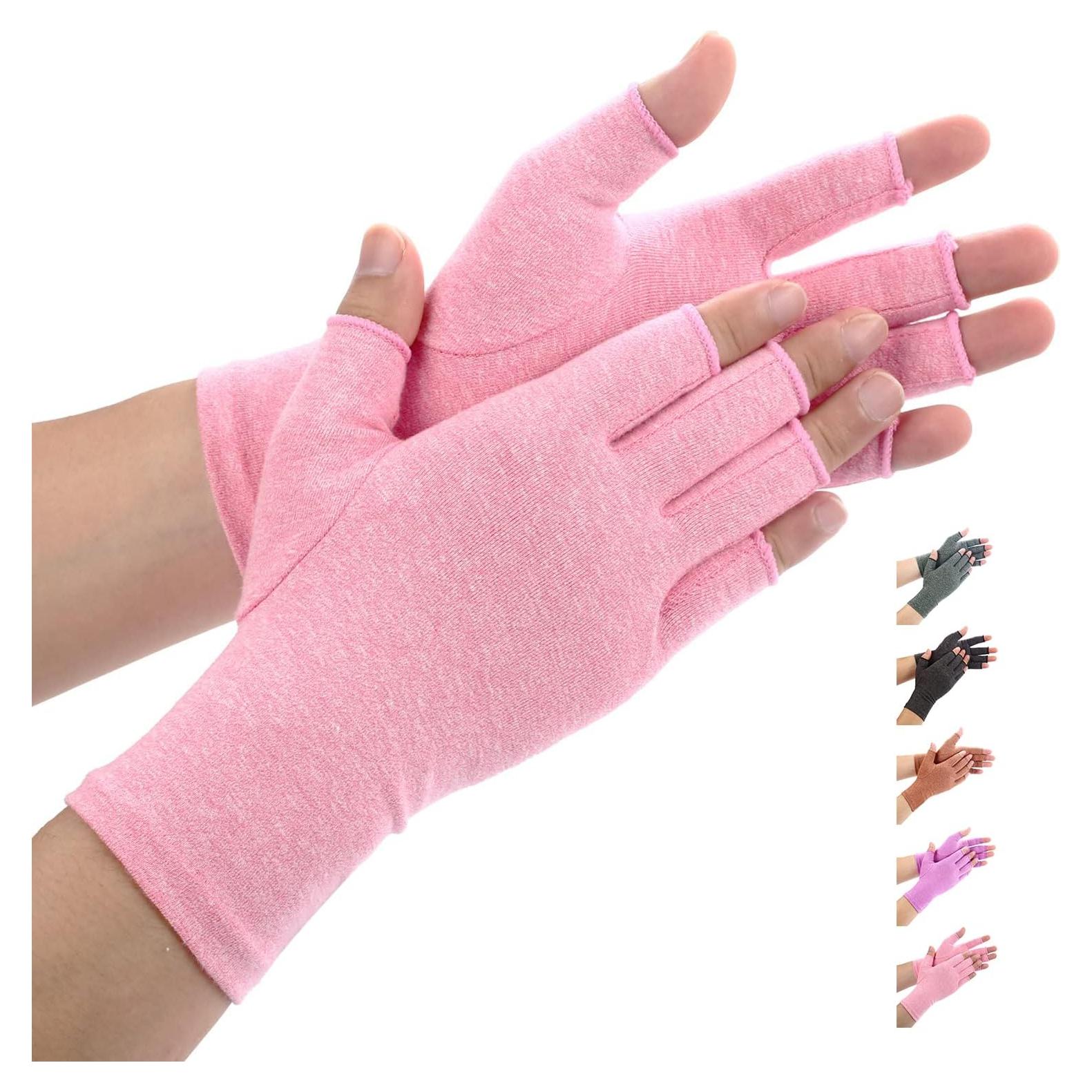 Guantes de Artritis Duerer Medianos Rosa Compresión Sin Dedos