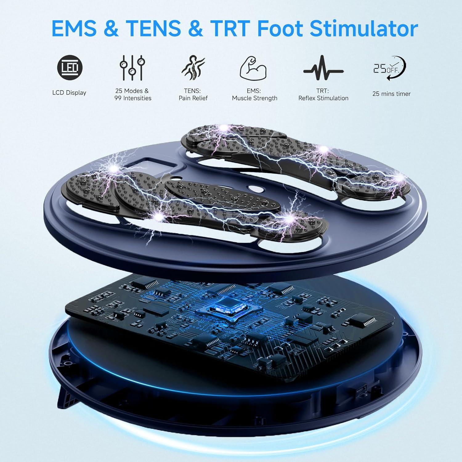 Estimulador Muscular Electrónico EMS para Pies y Piernas - Azul Oscuro