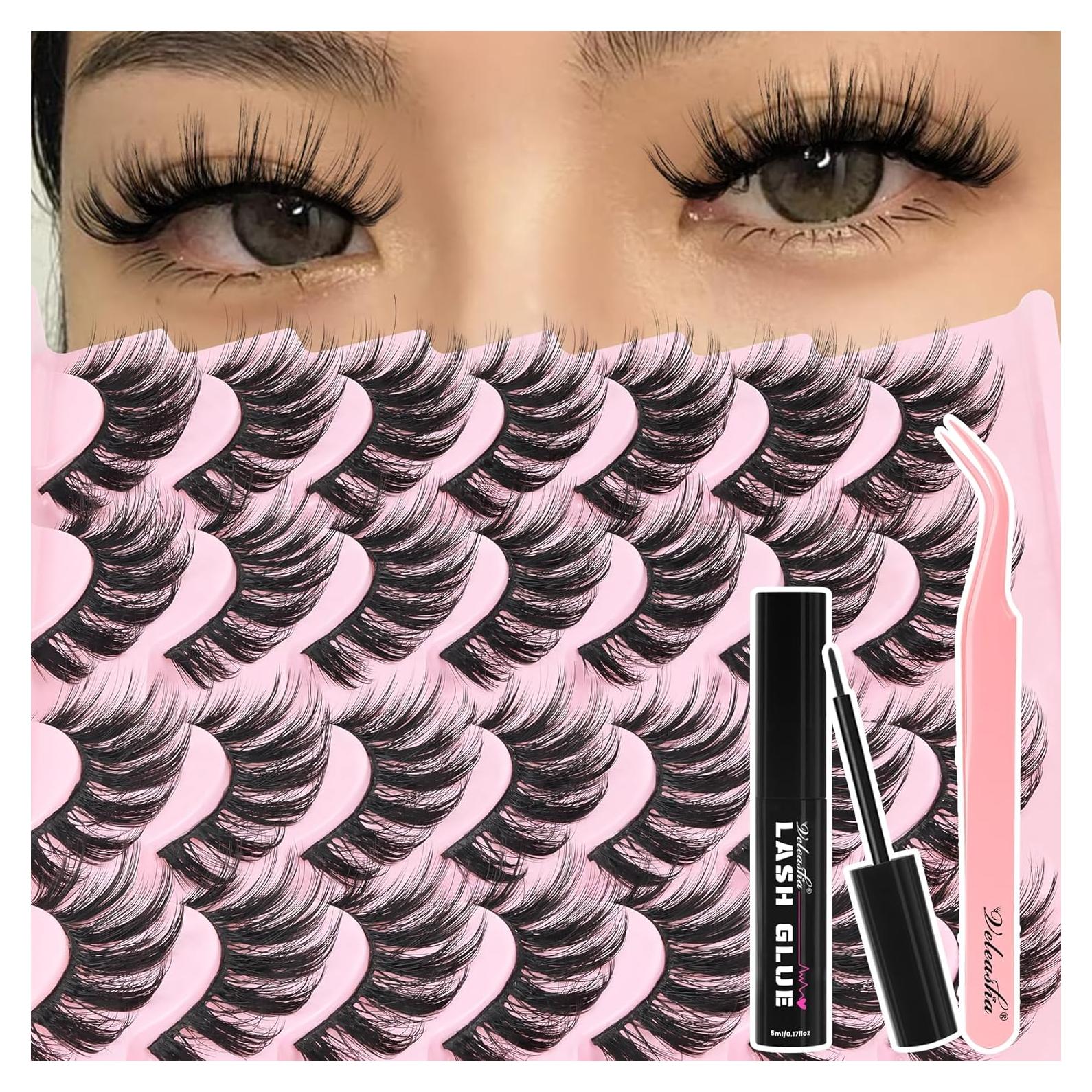 Kit de Pestañas Falsas Veleasha 3D con Pegamento Impermeable