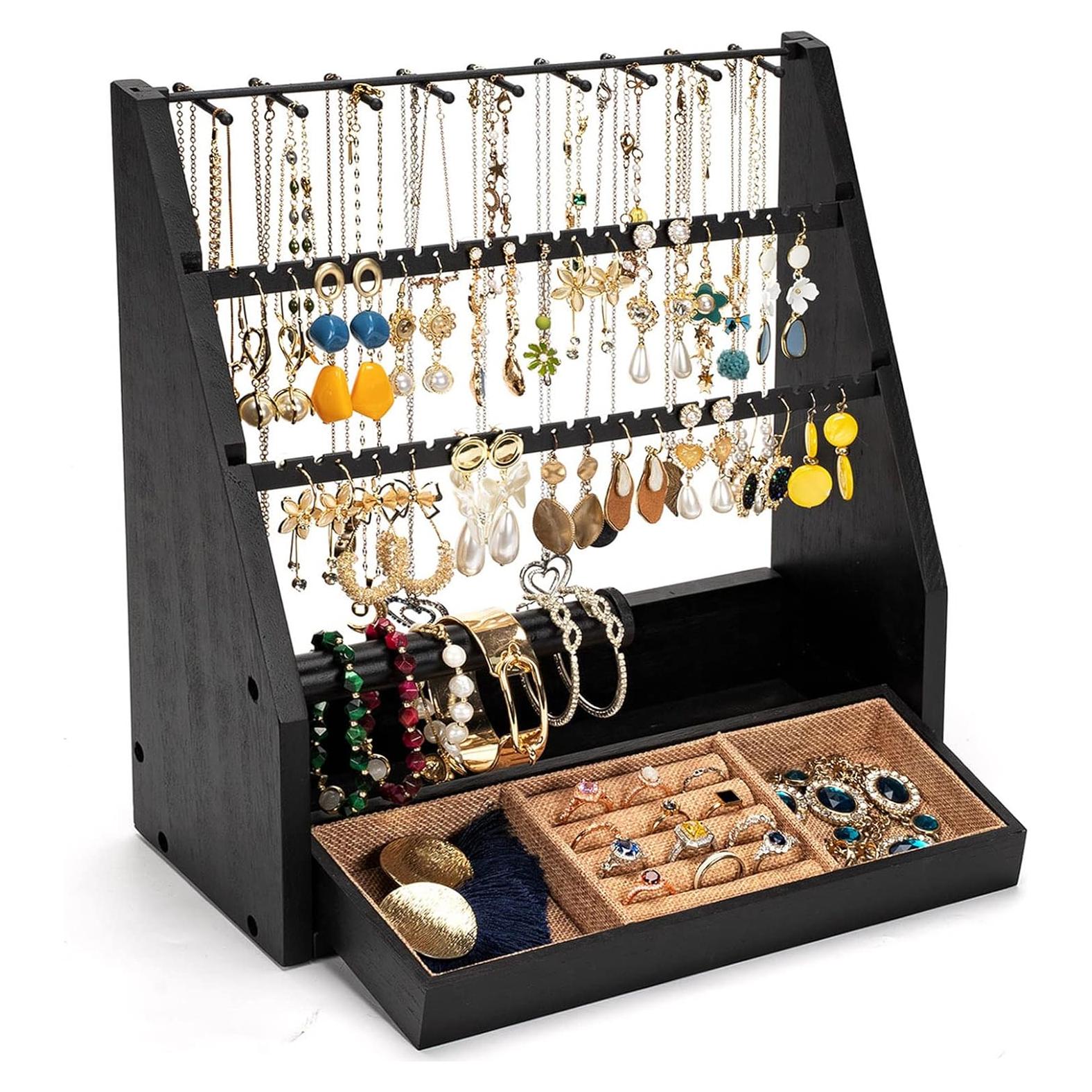 Organizador de Joyería DGWJSU de Madera Rústica 5 Capas